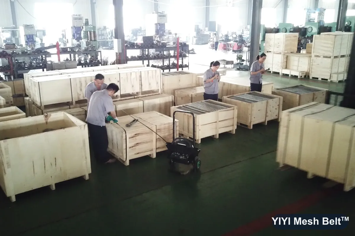 Export cases ready for marking in the packing area