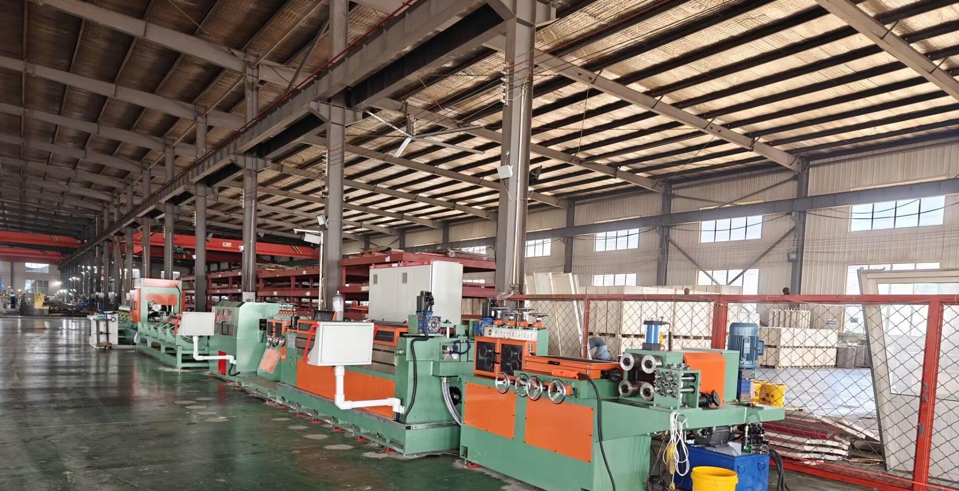 In-house wire drawing equipment for stainless steel conveyor belt production