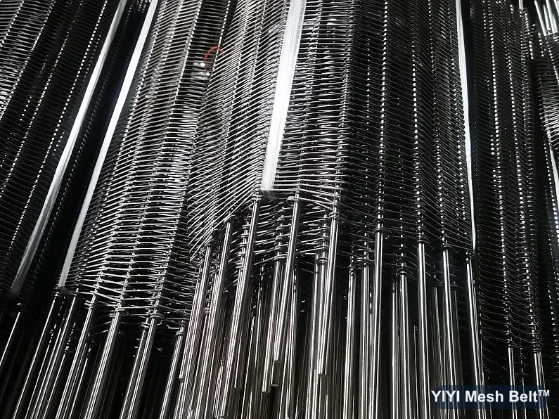 Formed stainless steel spirals ready for belt assembly