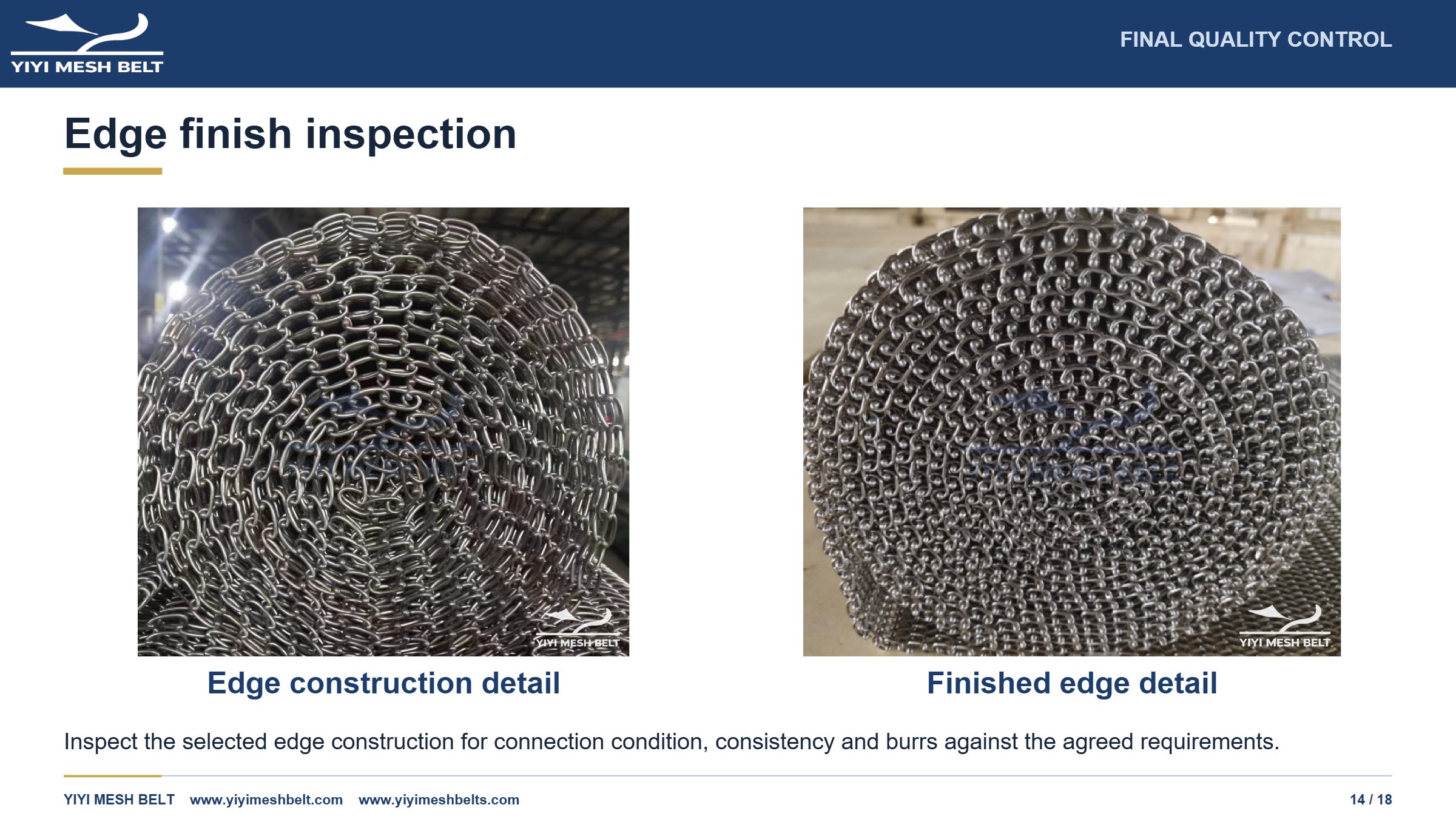 YIYI Mesh Belt Balanced Weave Belt Production and Quality Control page 14