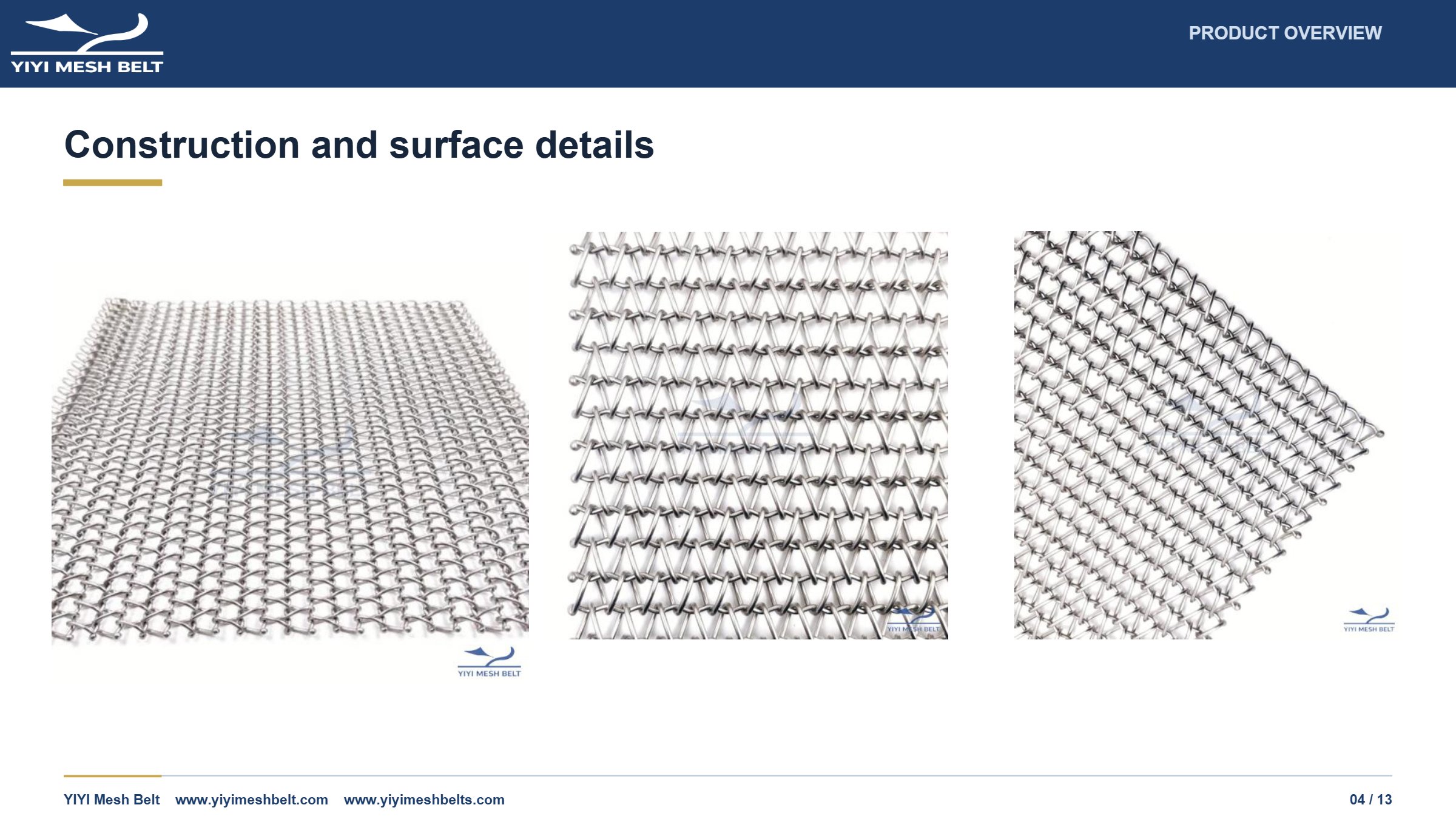 YIYI Mesh Belt Balanced Weave Belt Technical Specification page 4