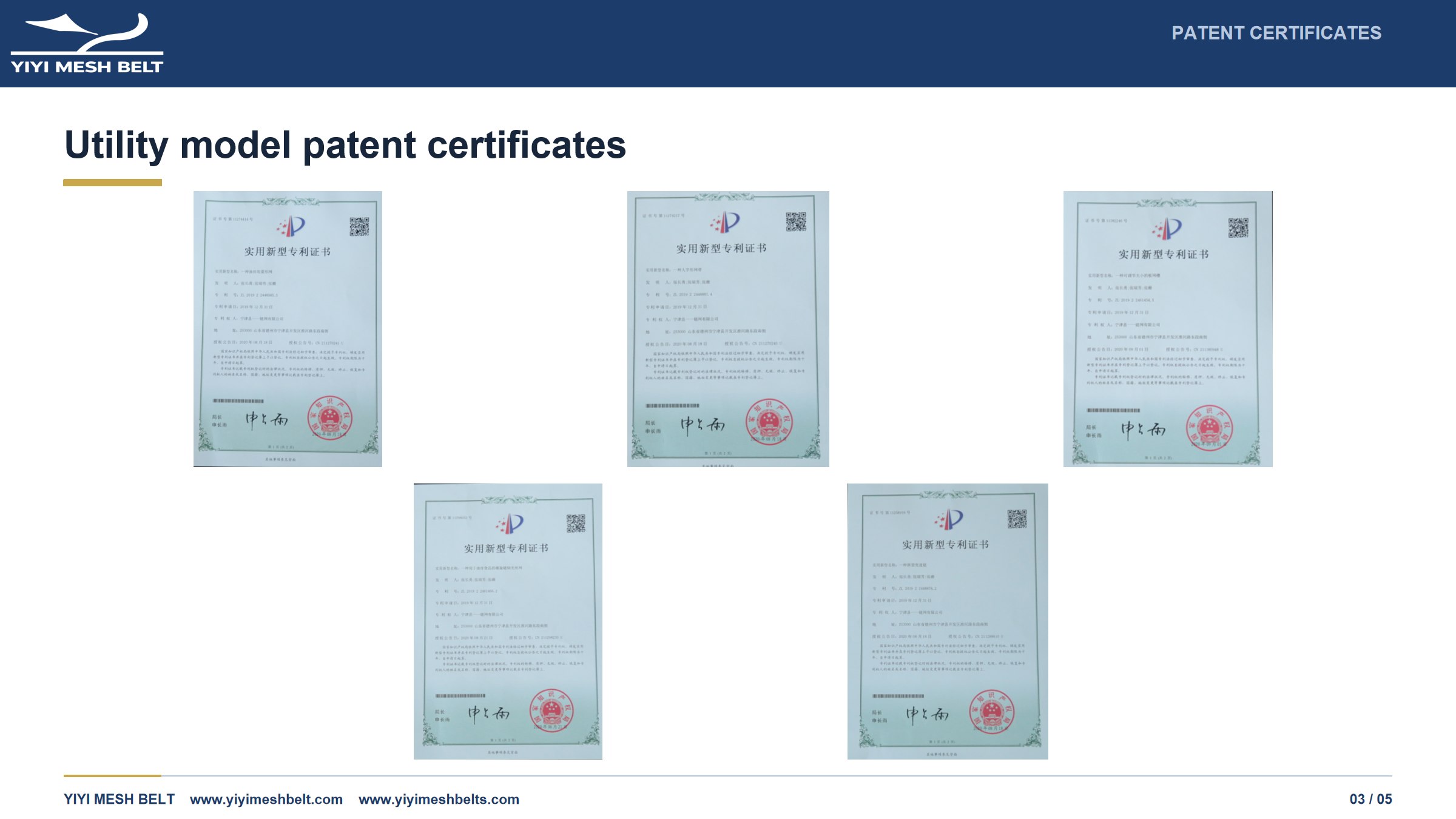 YIYI Mesh Belt Certifications and Honors page 3