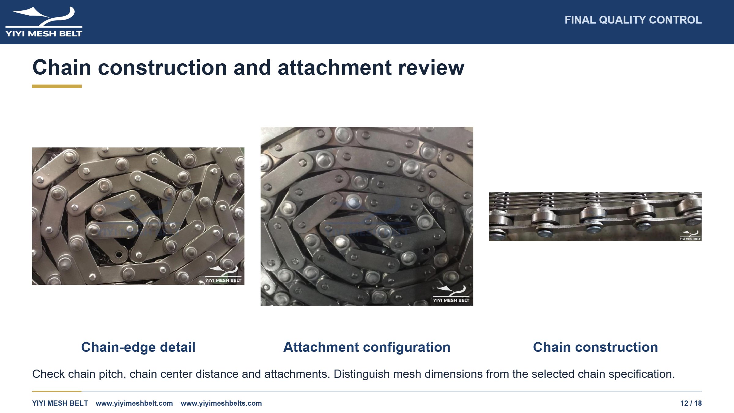 YIYI Mesh Belt Chain Driven Belt Production and Quality Control page 12