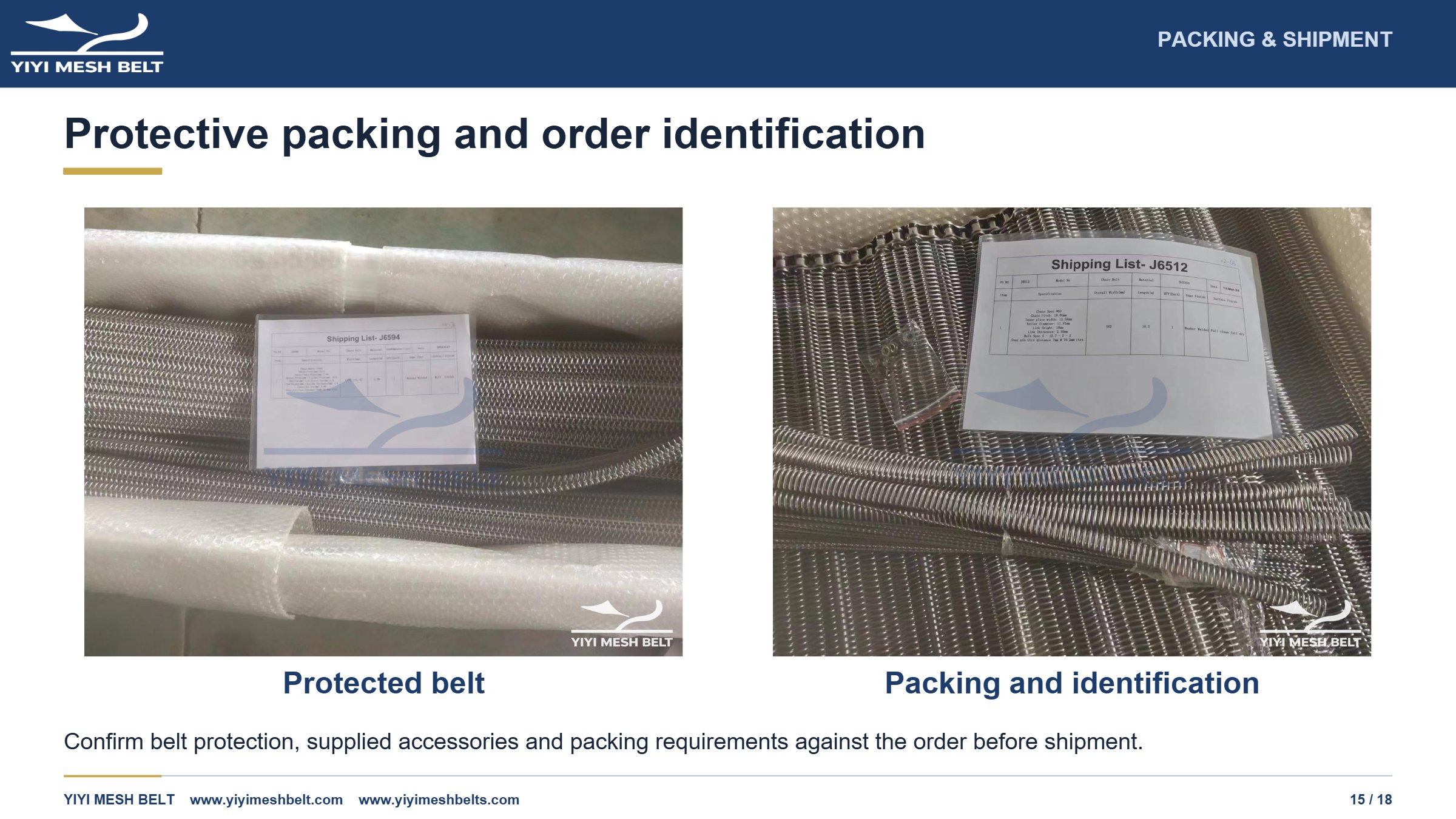 YIYI Mesh Belt Chain Driven Belt Production and Quality Control page 15