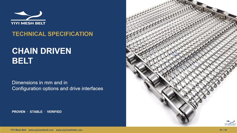YIYI Mesh Belt Chain Driven Belt Technical Specification