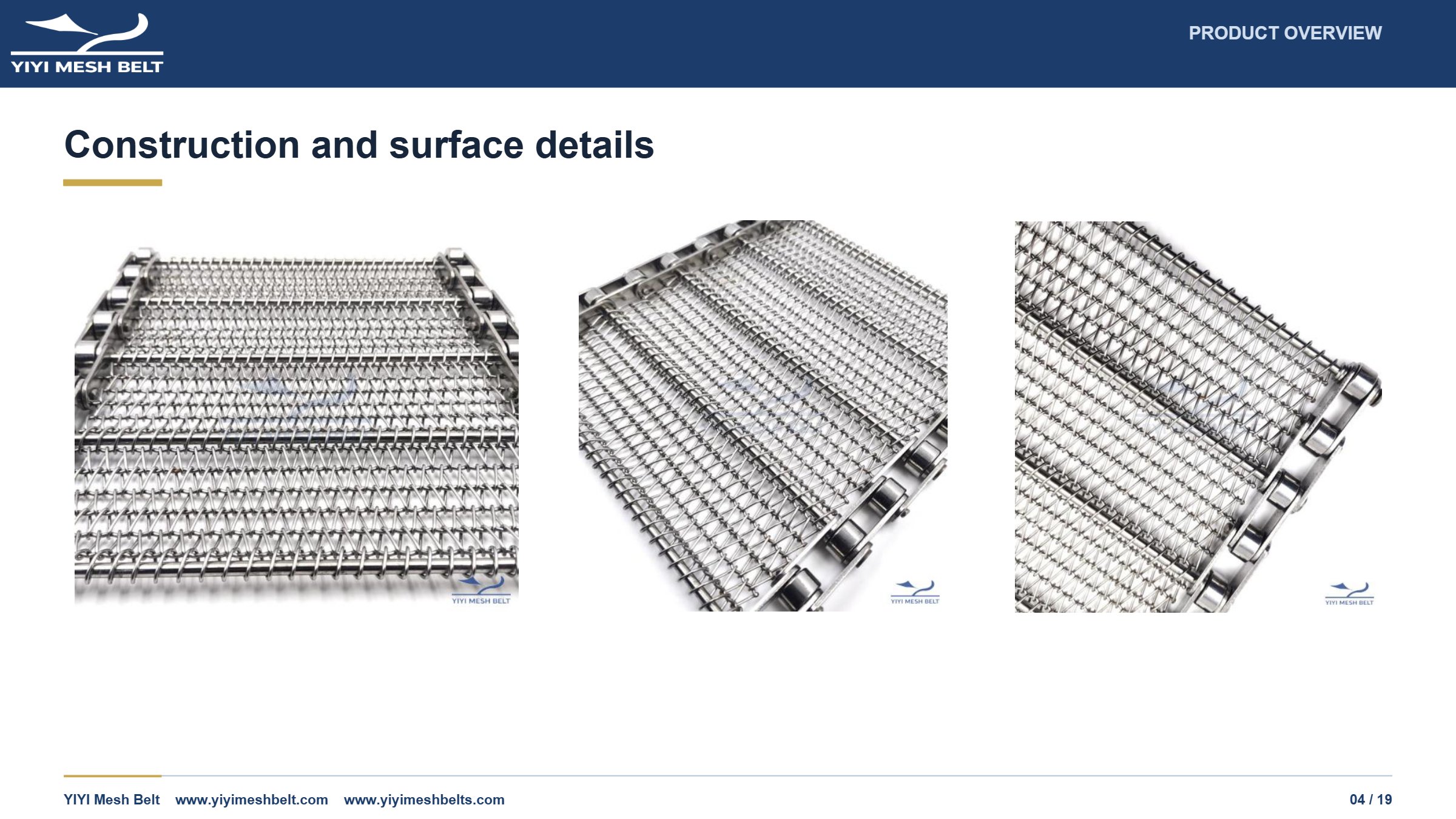 YIYI Mesh Belt Chain Driven Belt Technical Specification page 4