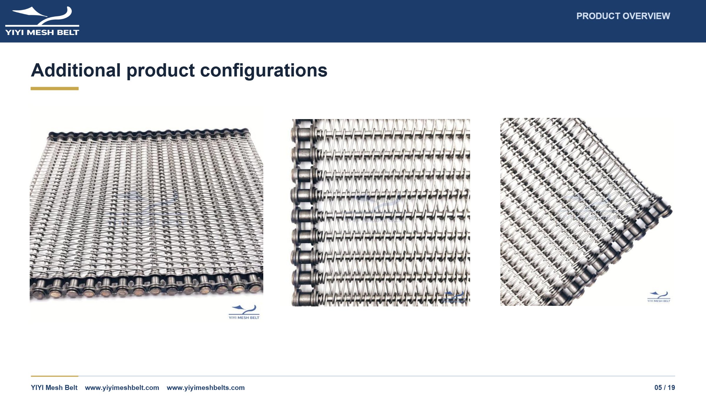 YIYI Mesh Belt Chain Driven Belt Technical Specification page 5