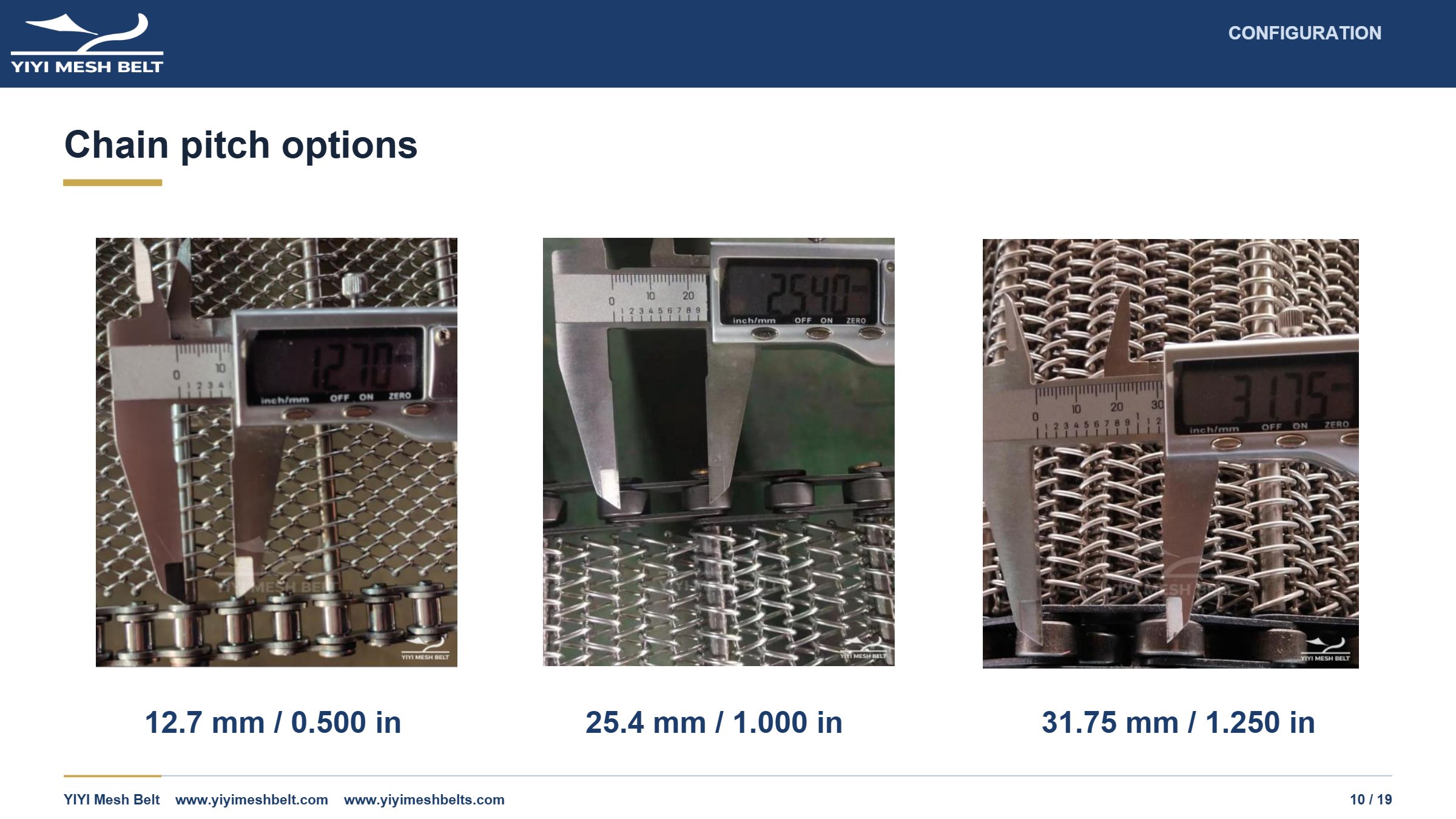 YIYI Mesh Belt Chain Driven Belt Technical Specification page 10