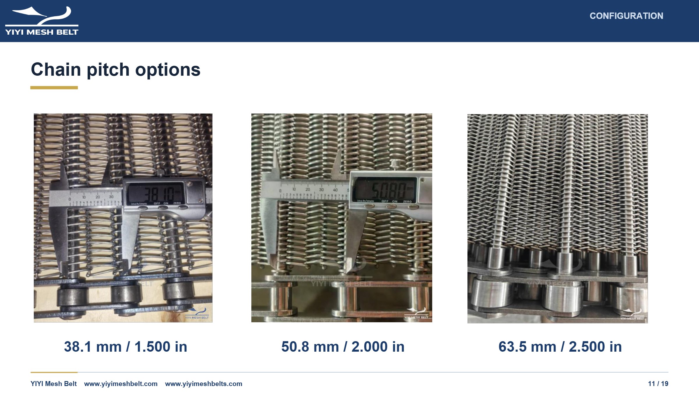 YIYI Mesh Belt Chain Driven Belt Technical Specification page 11