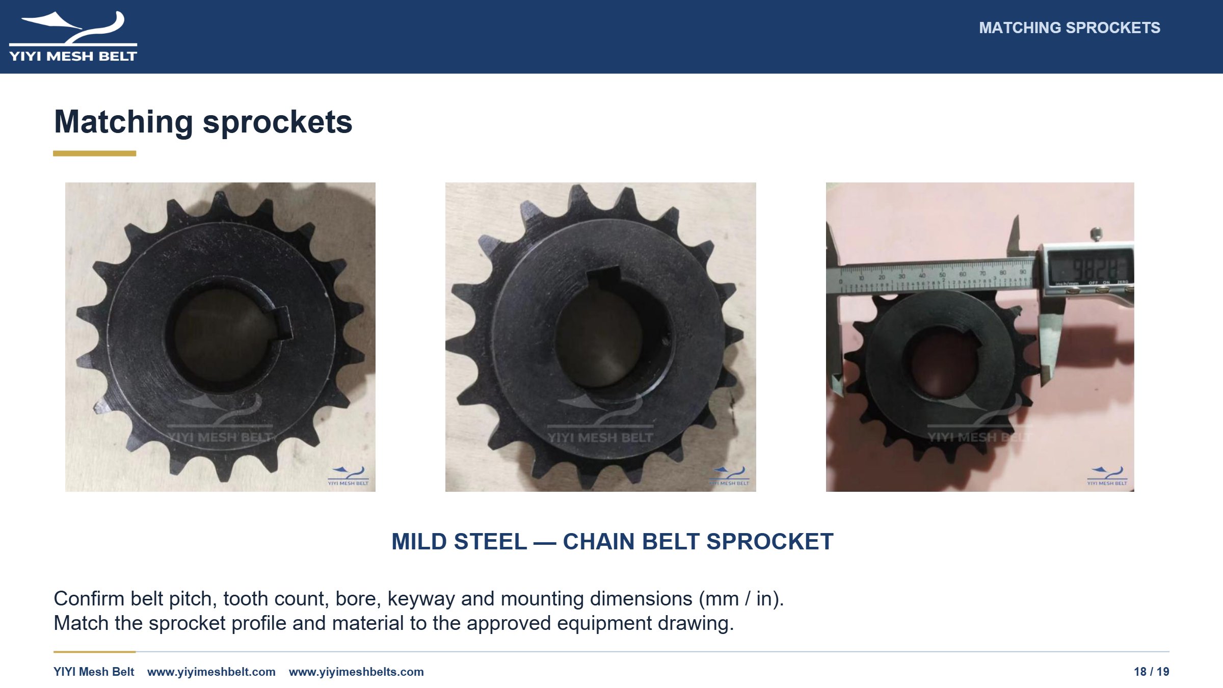 YIYI Mesh Belt Chain Driven Belt Technical Specification page 18