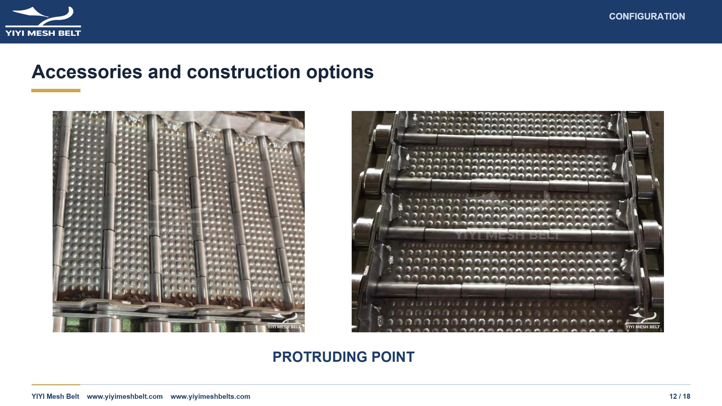 YIYI Mesh Belt Chain Plate / Plate Link Belt Technical Specification page 12