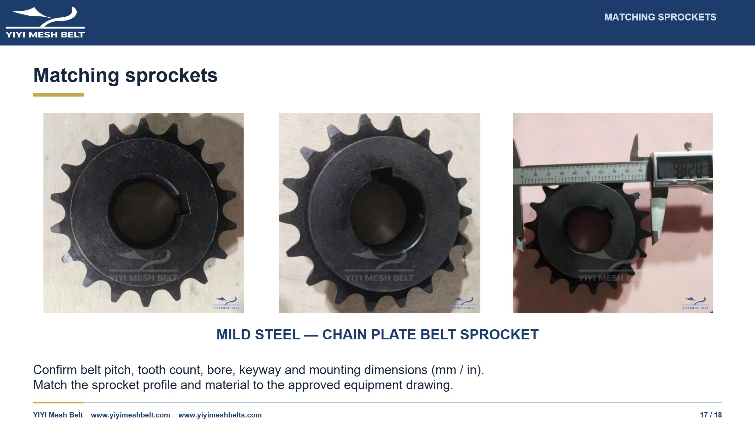 YIYI Mesh Belt Chain Plate / Plate Link Belt Technical Specification page 17