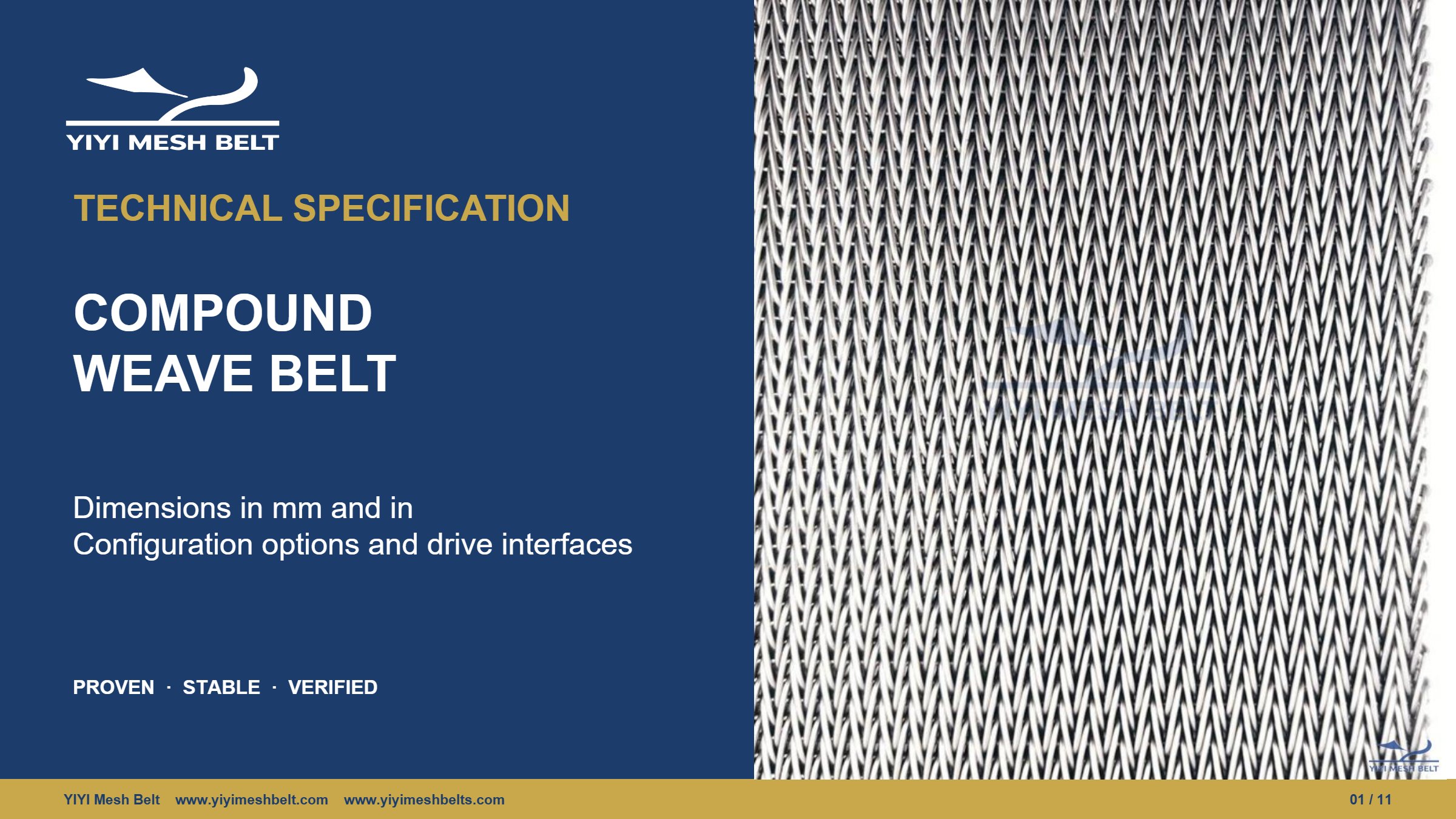 YIYI Mesh Belt Compound Weave Belt Technical Specification page 1