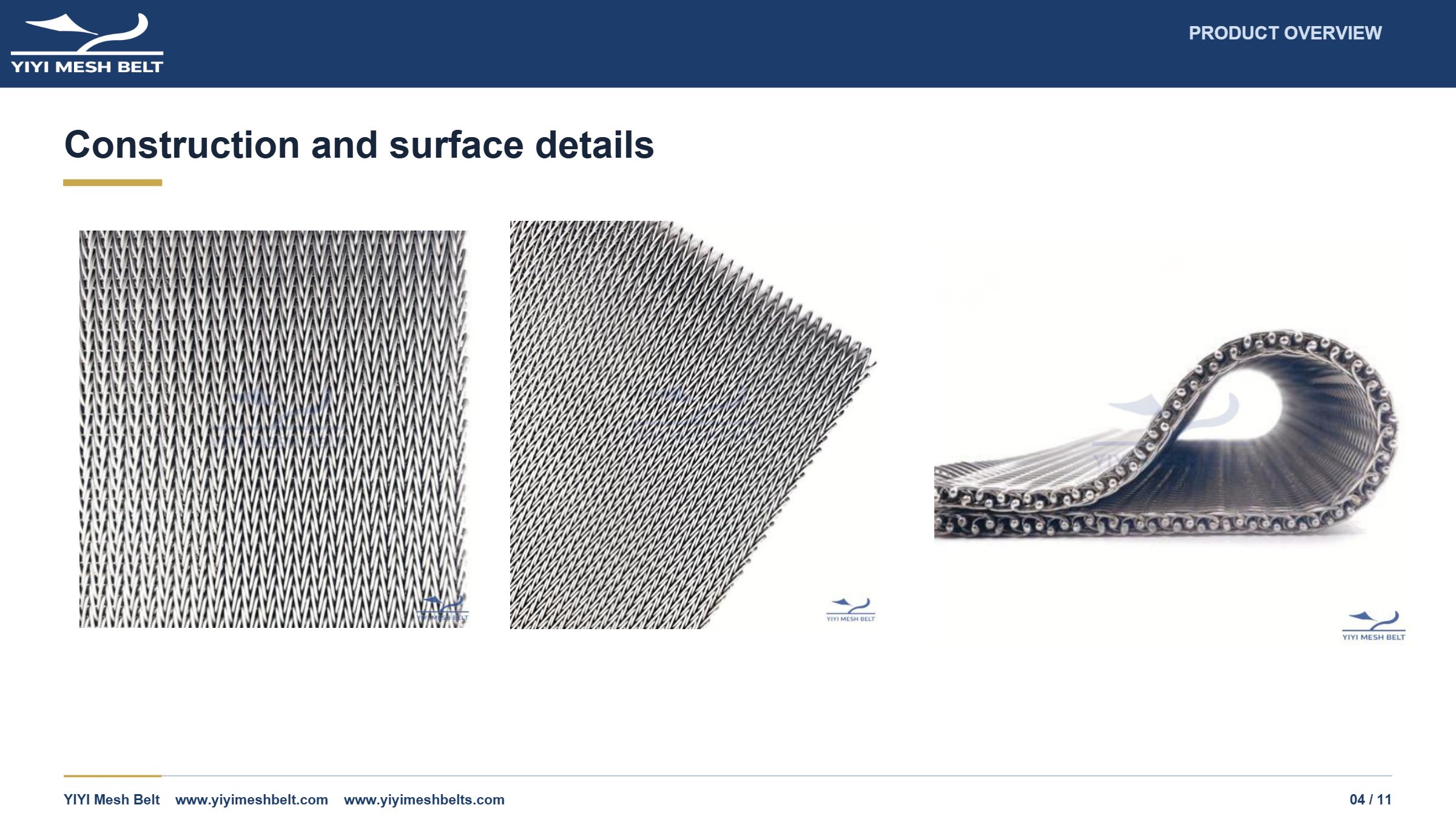 YIYI Mesh Belt Compound Weave Belt Technical Specification page 4