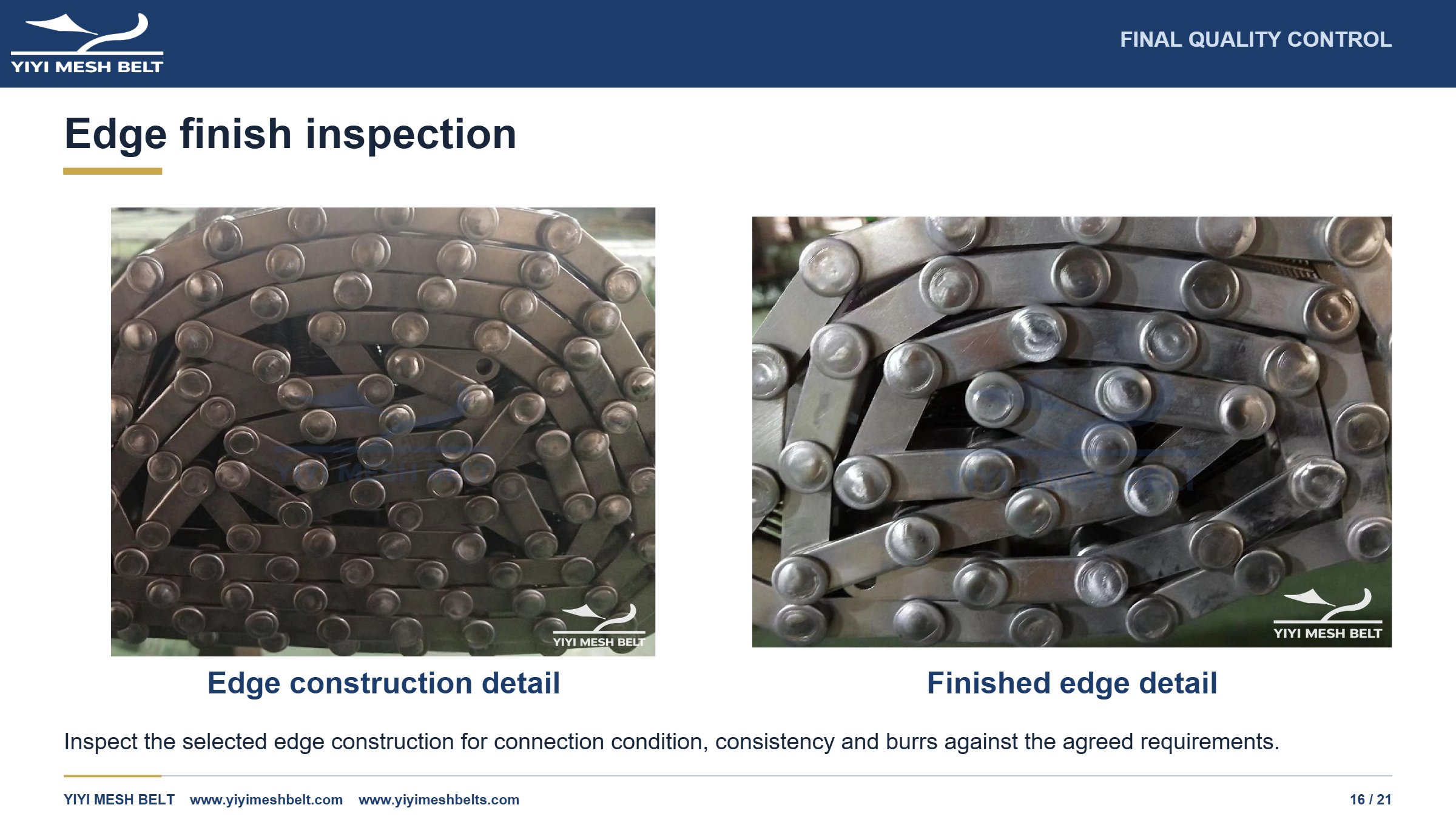 YIYI Mesh Belt Eye Link Belt Production and Quality Control page 16