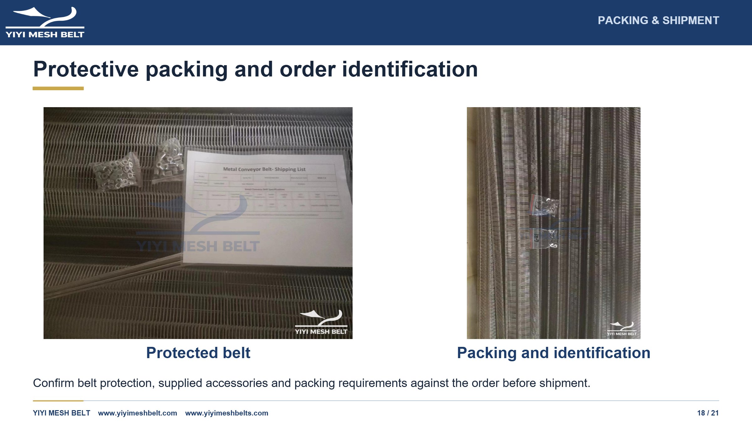 YIYI Mesh Belt Eye Link Belt Production and Quality Control page 18