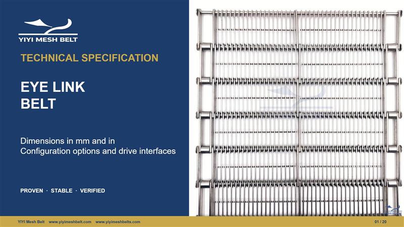 YIYI Mesh Belt Eye Link Belt Technical Specification