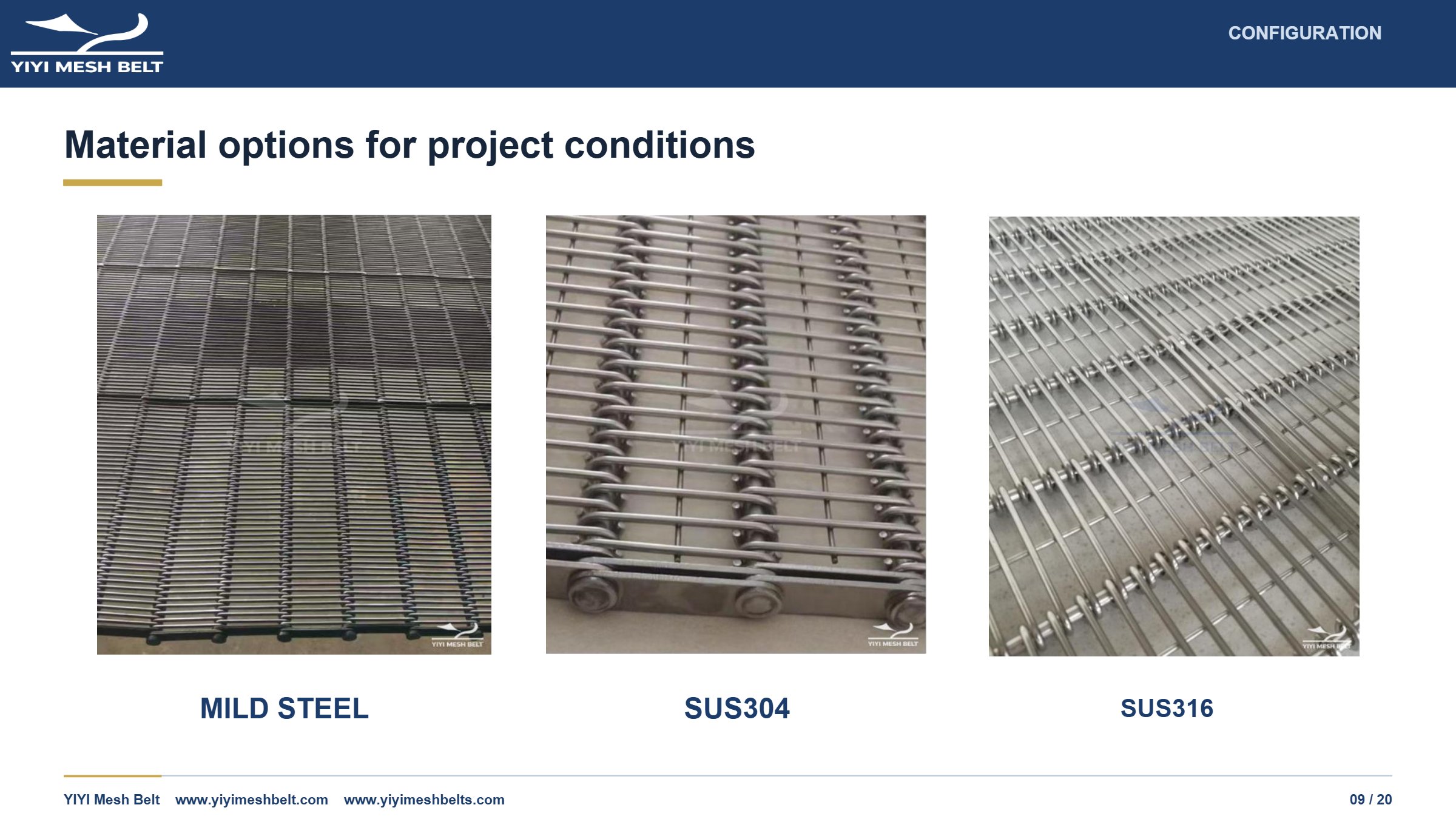 YIYI Mesh Belt Eye Link Belt Technical Specification page 9