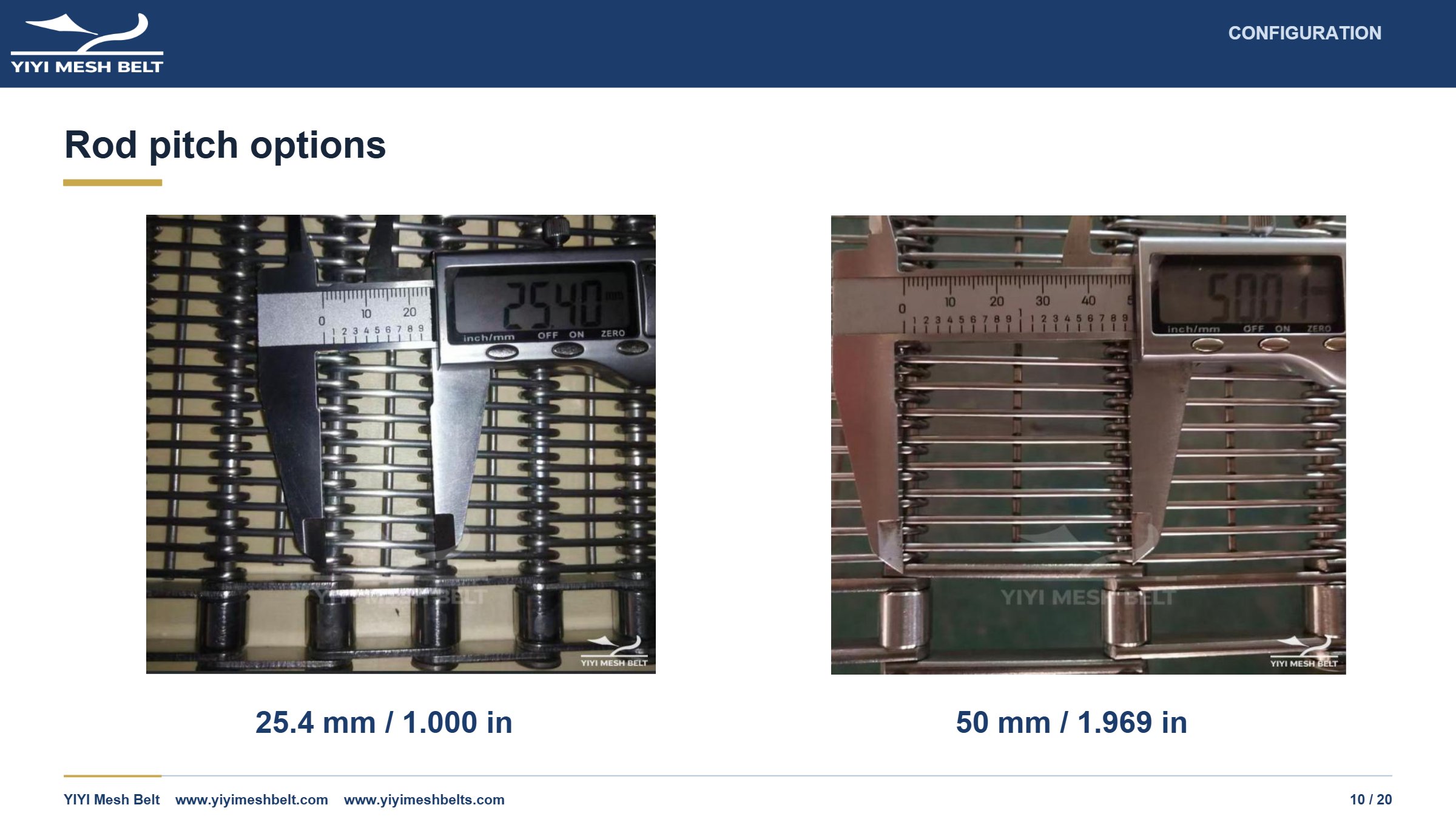 YIYI Mesh Belt Eye Link Belt Technical Specification page 10