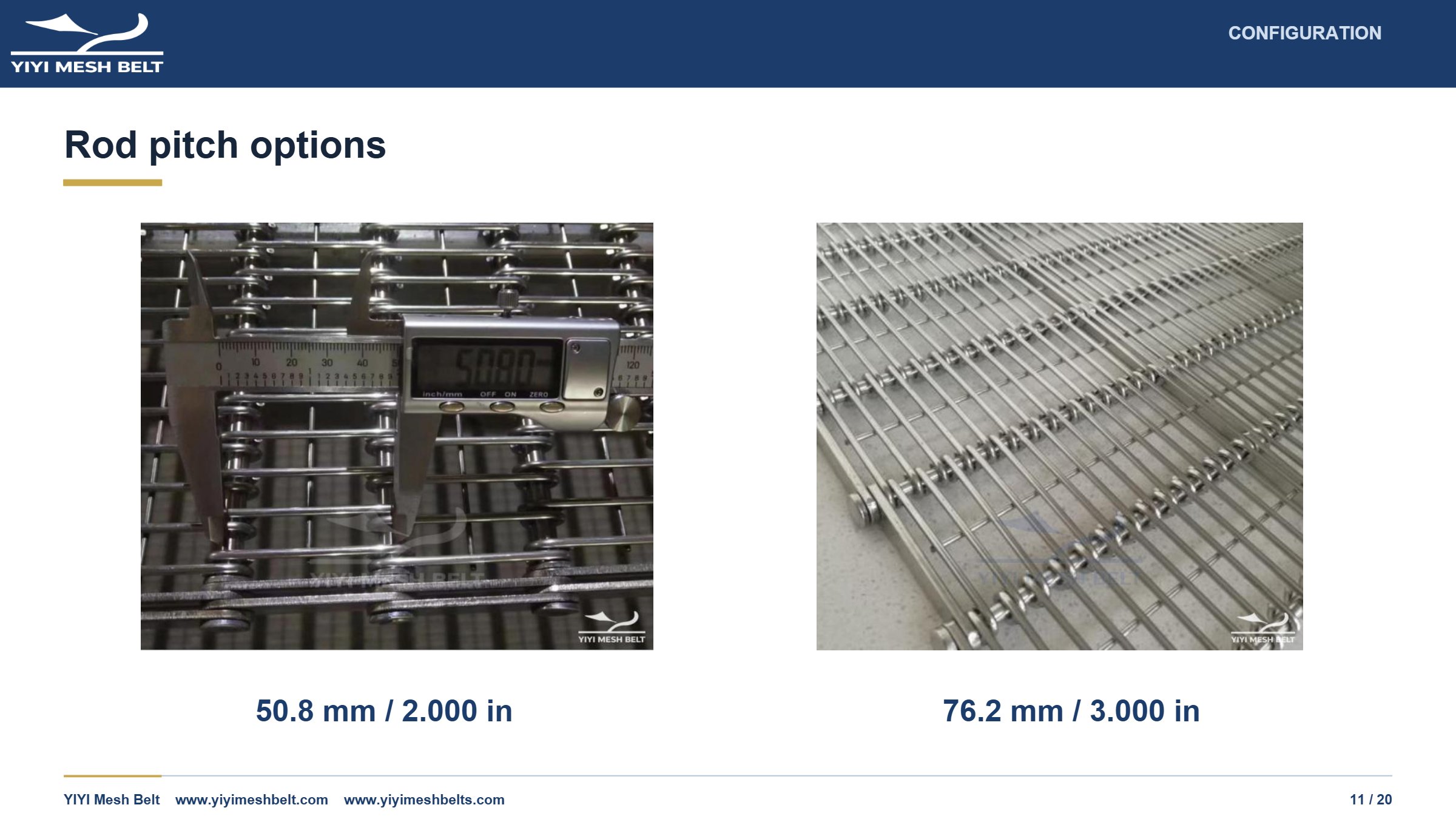 YIYI Mesh Belt Eye Link Belt Technical Specification page 11