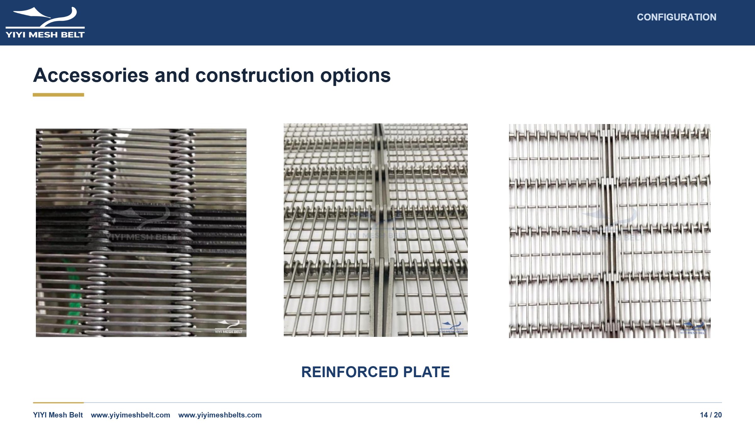 YIYI Mesh Belt Eye Link Belt Technical Specification page 14