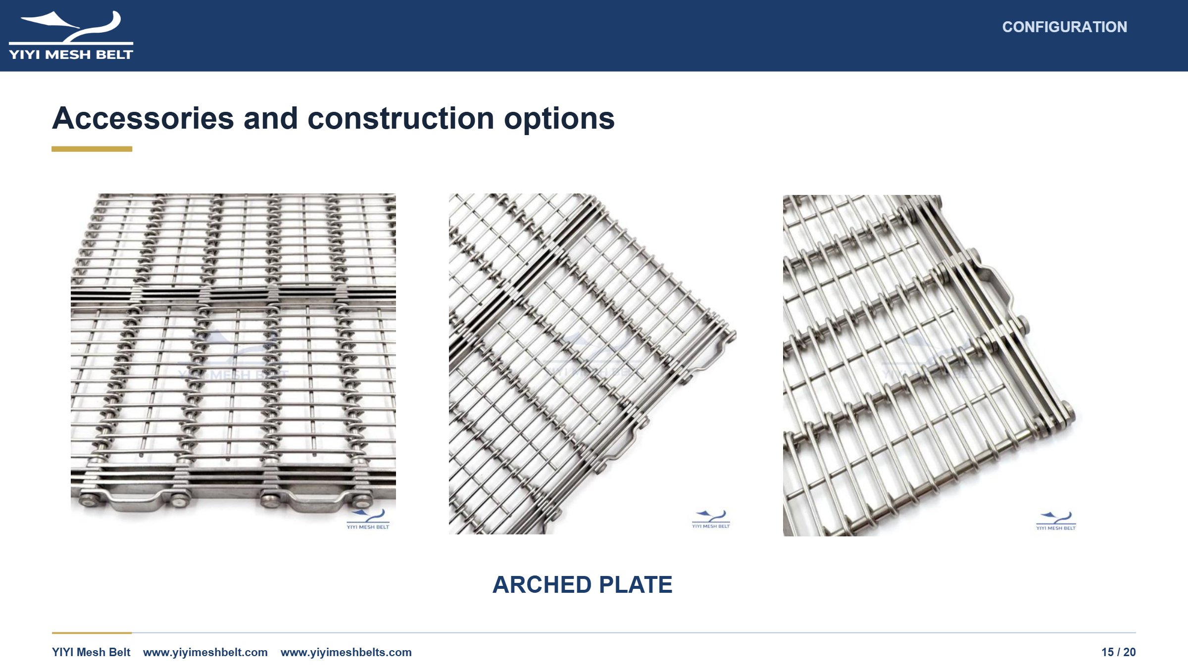 YIYI Mesh Belt Eye Link Belt Technical Specification page 15