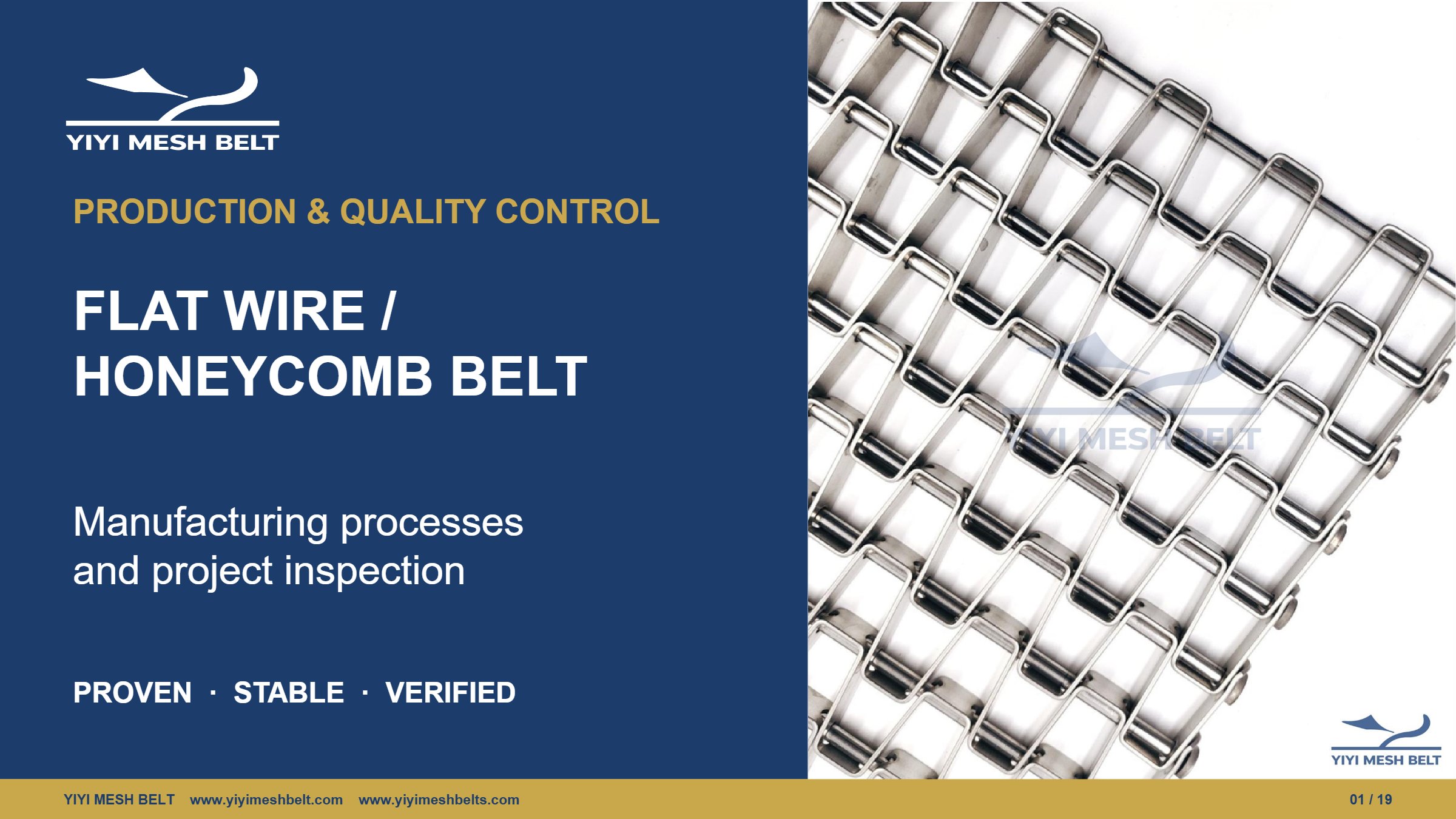 YIYI Mesh Belt Flat Wire / Honeycomb Belt Production and Quality Control page 1