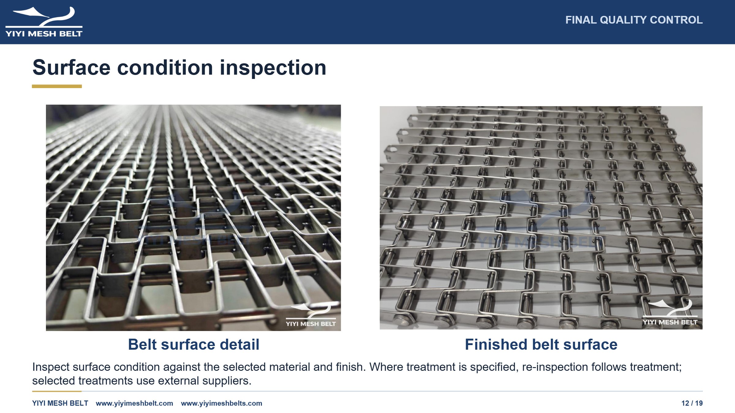 YIYI Mesh Belt Flat Wire / Honeycomb Belt Production and Quality Control page 12