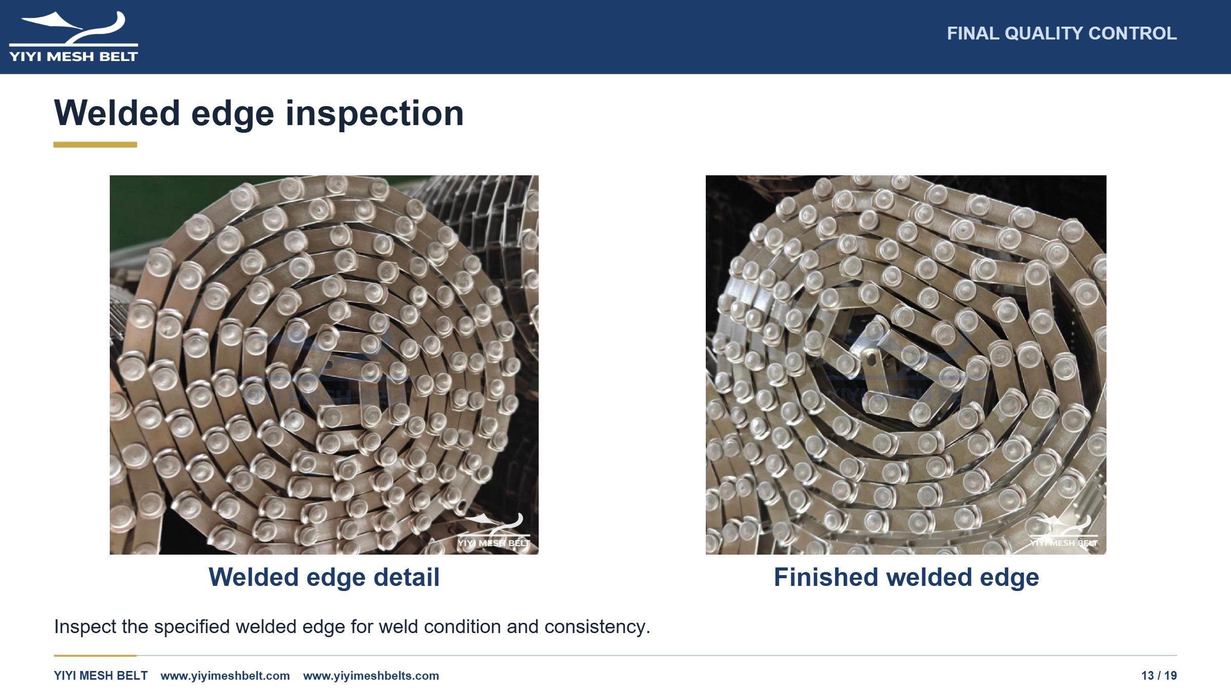 YIYI Mesh Belt Flat Wire / Honeycomb Belt Production and Quality Control page 13