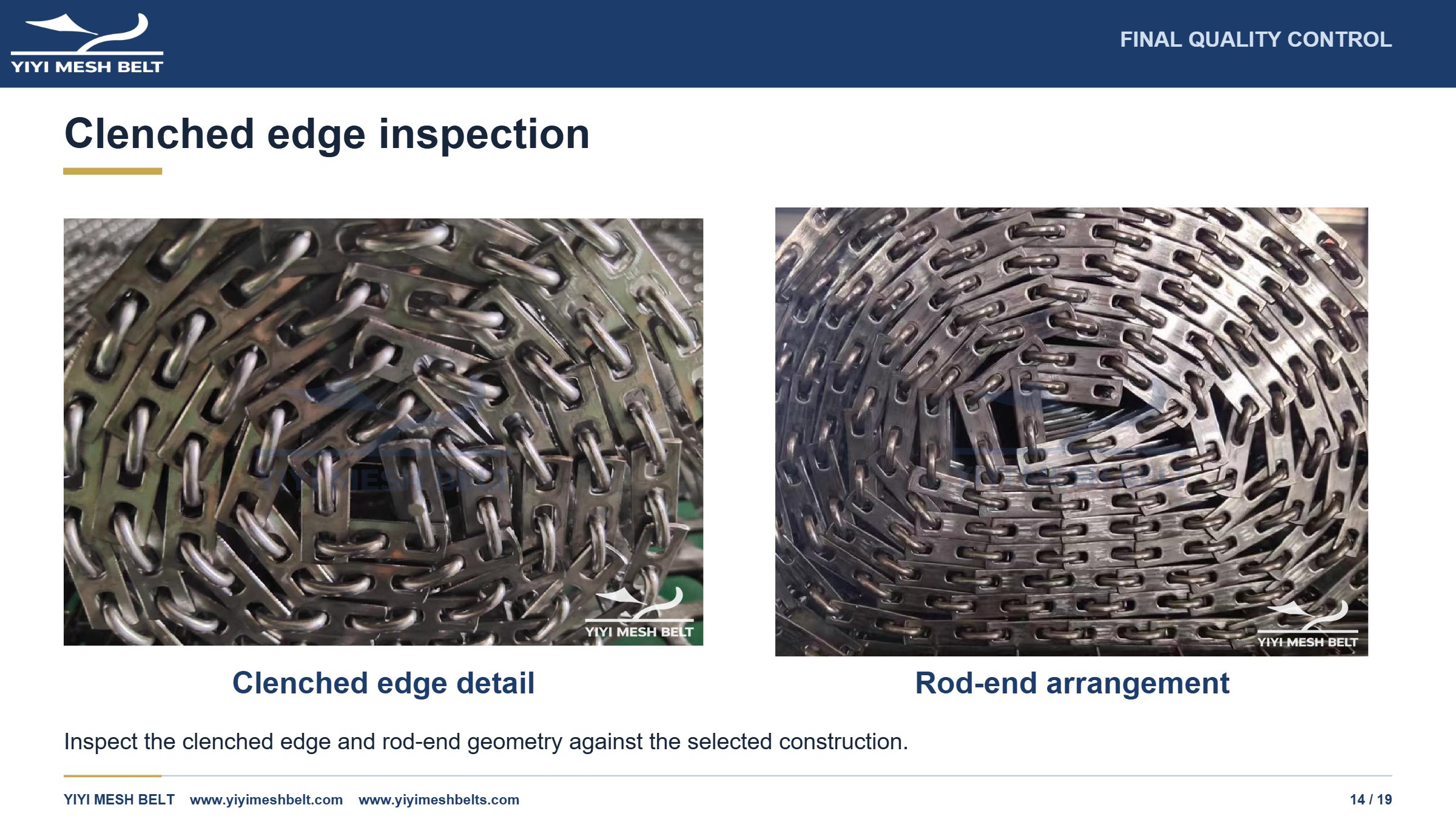 YIYI Mesh Belt Flat Wire / Honeycomb Belt Production and Quality Control page 14