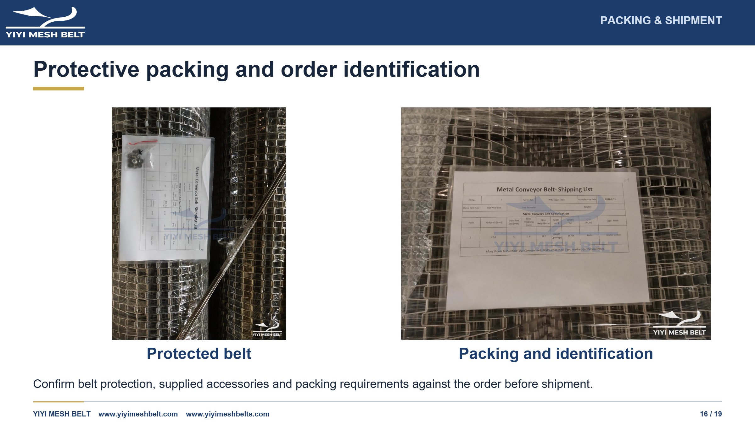 YIYI Mesh Belt Flat Wire / Honeycomb Belt Production and Quality Control page 16