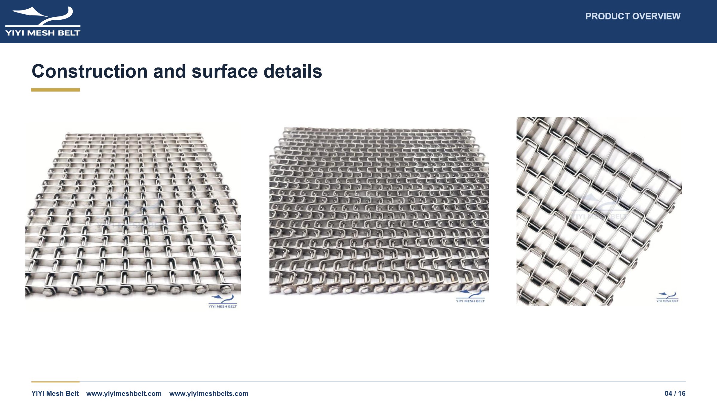 YIYI Mesh Belt Flat Wire / Honeycomb Belt Technical Specification page 4