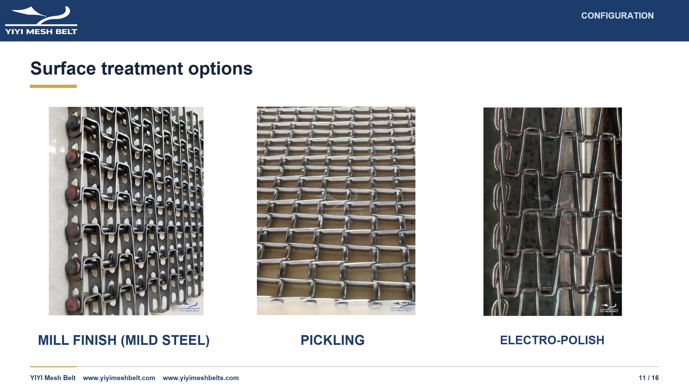 YIYI Mesh Belt Flat Wire / Honeycomb Belt Technical Specification page 11