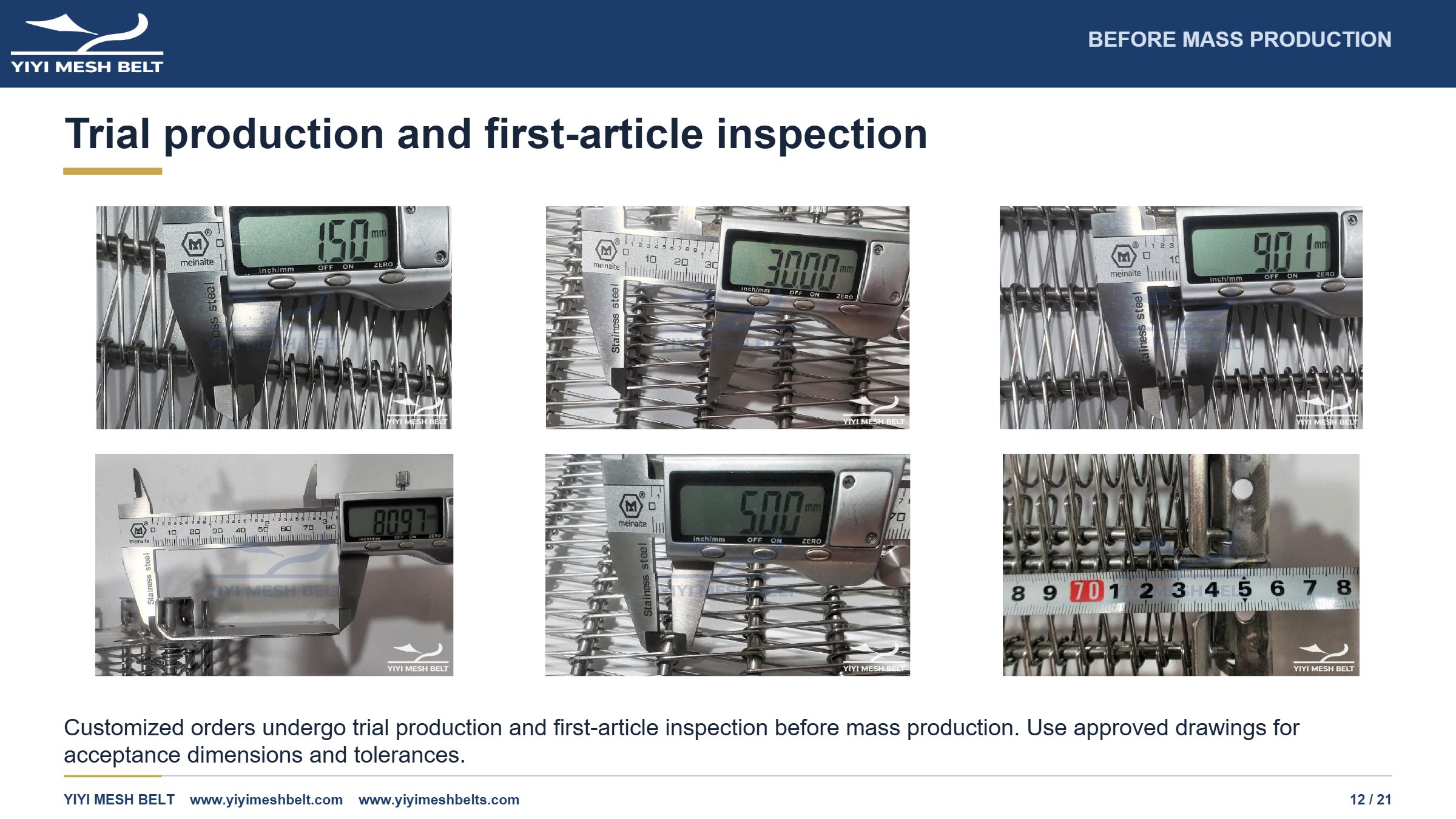 YIYI Mesh Belt Self-Stacking Belt Production and Quality Control page 12