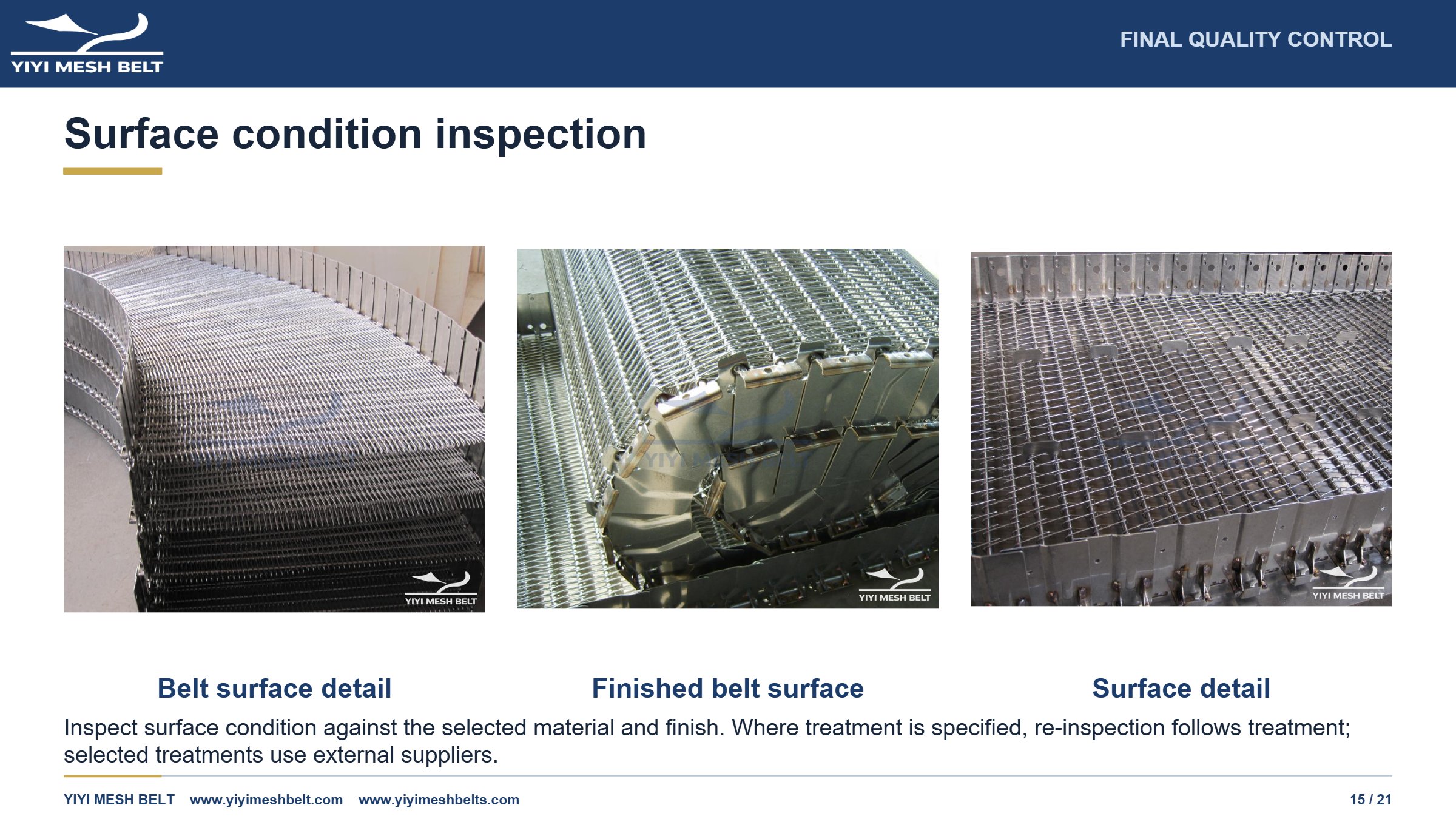 YIYI Mesh Belt Self-Stacking Belt Production and Quality Control page 15