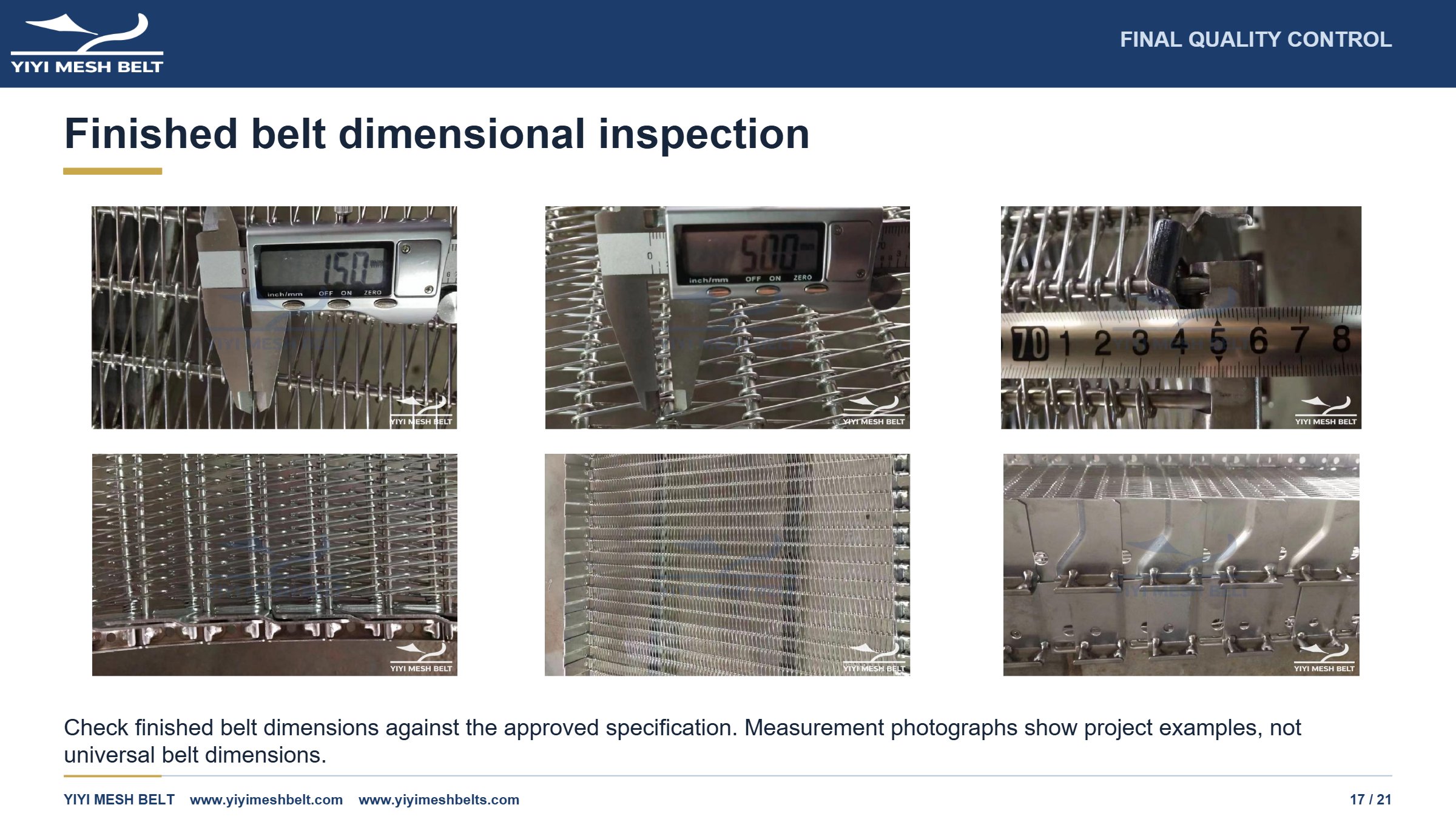 YIYI Mesh Belt Self-Stacking Belt Production and Quality Control page 17