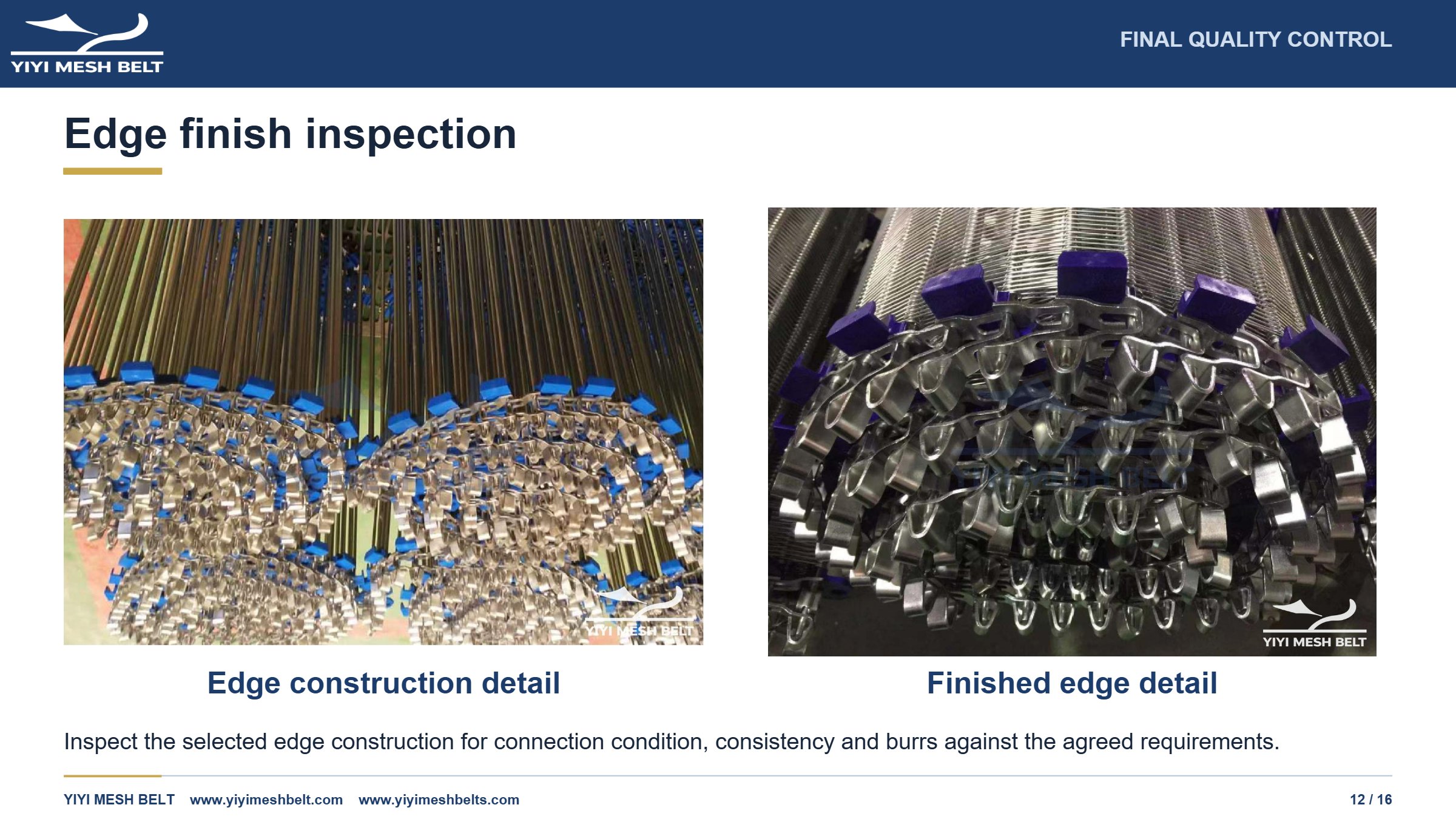 YIYI Mesh Belt Side Driven Belt Production and Quality Control page 12