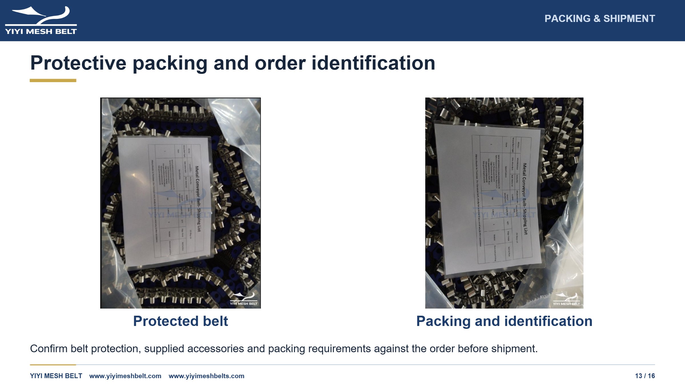 YIYI Mesh Belt Side Driven Belt Production and Quality Control page 13