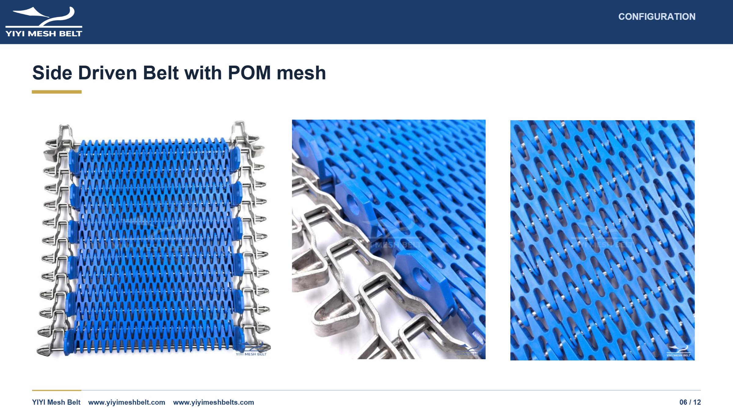 YIYI Mesh Belt Side Driven Belt Technical Specification page 6