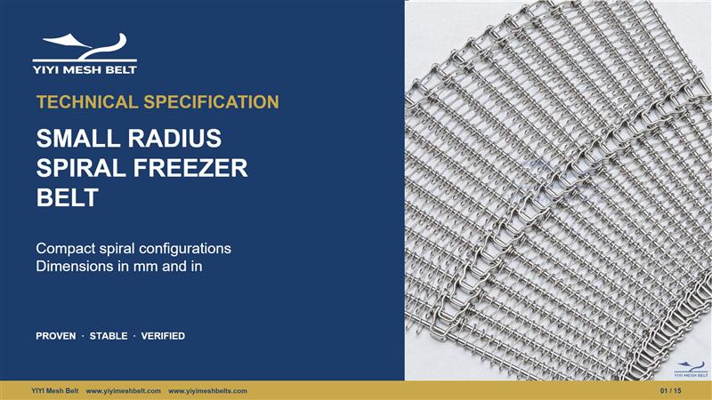 YIYI Mesh Belt Small Radius Spiral Freezer Belt Technical Specification