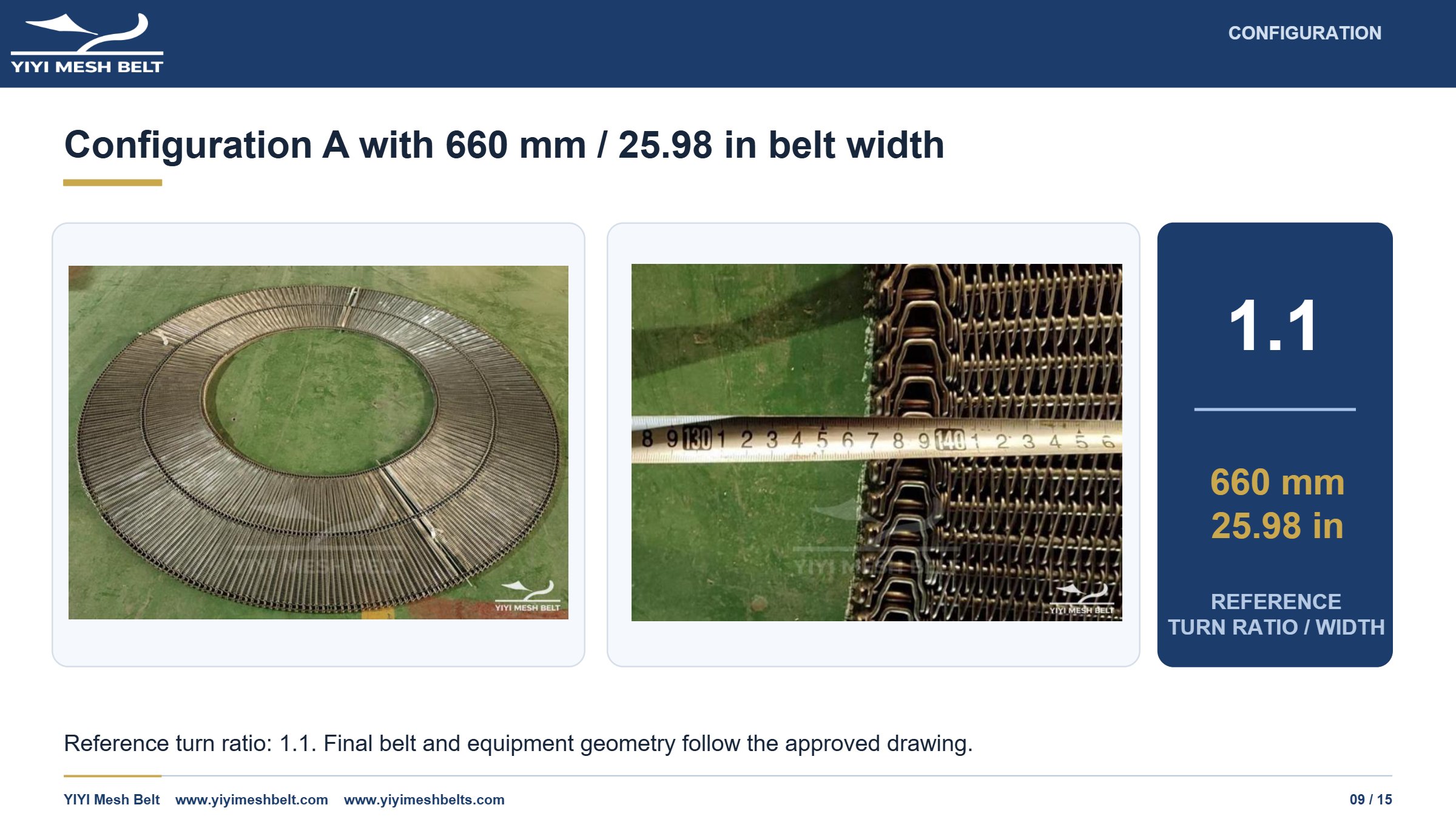 YIYI Mesh Belt Small Radius Spiral Freezer Belt Technical Specification page 9