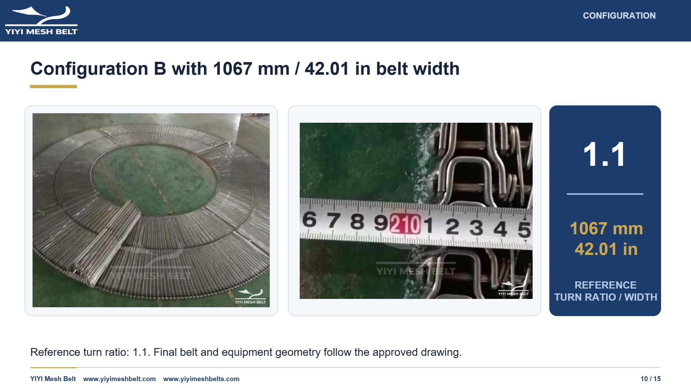 YIYI Mesh Belt Small Radius Spiral Freezer Belt Technical Specification page 10