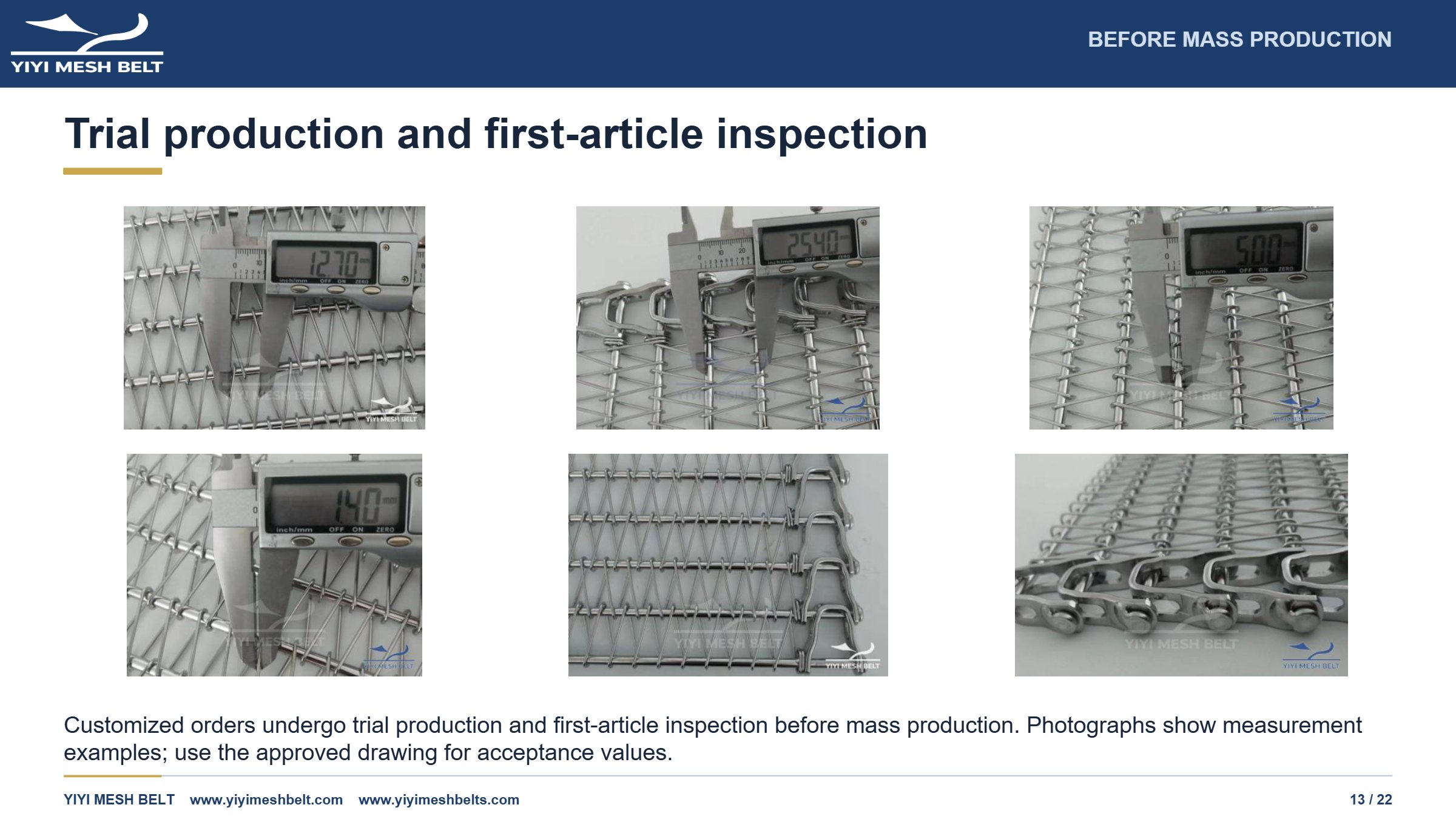 YIYI Mesh Belt Spiral Freezer Belt Production and Quality Control page 13
