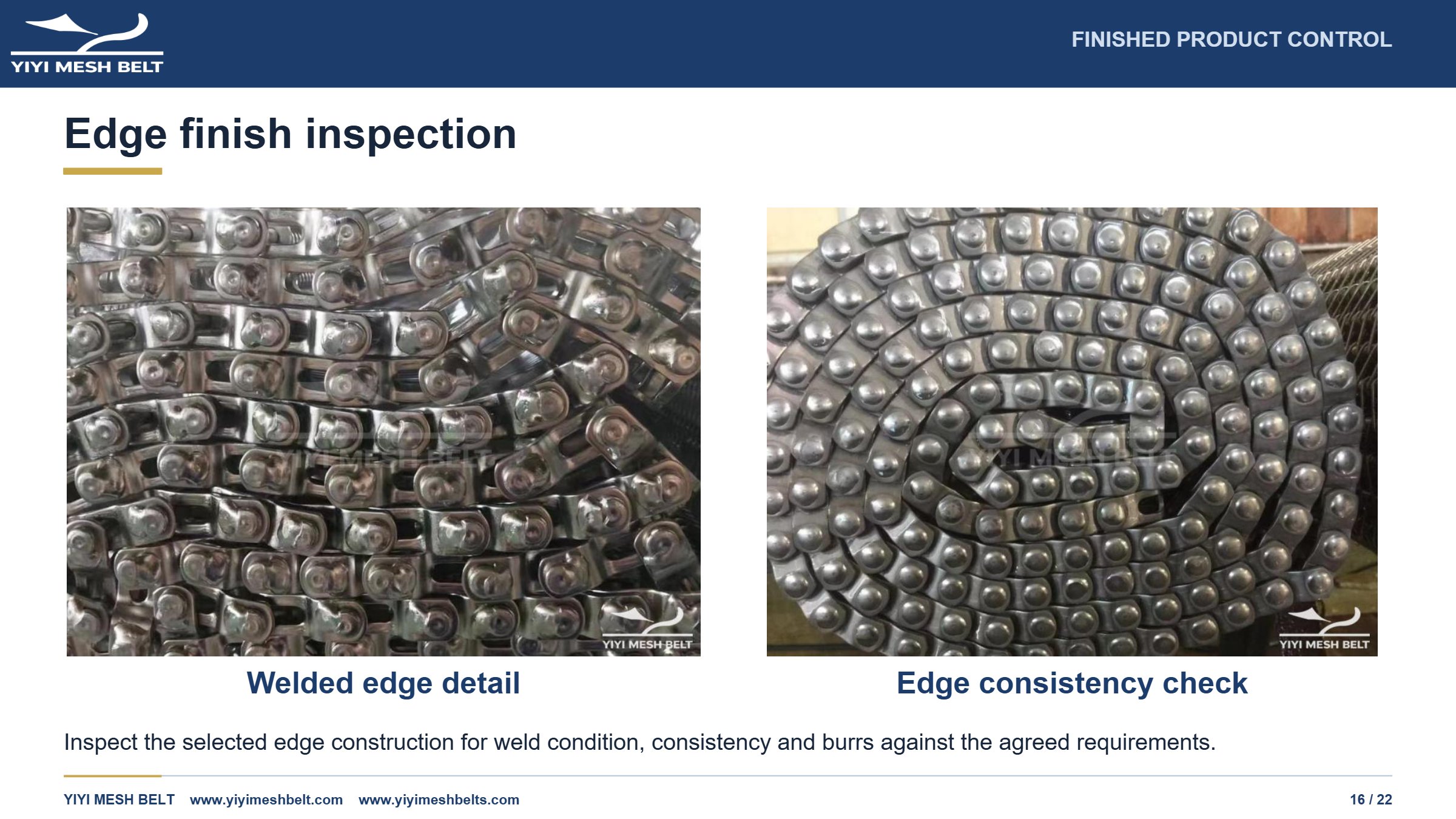 YIYI Mesh Belt Spiral Freezer Belt Production and Quality Control page 16