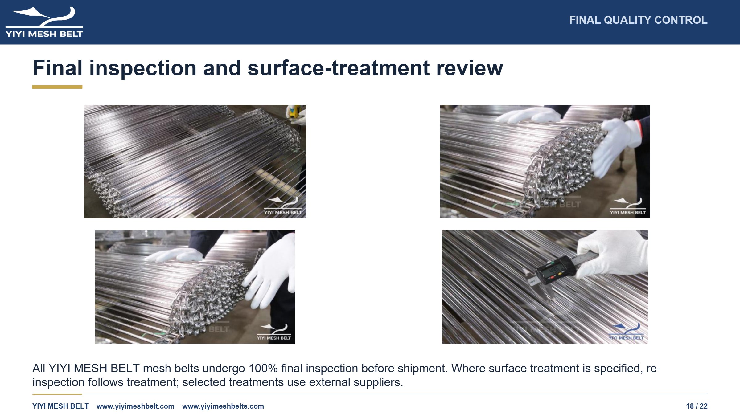 YIYI Mesh Belt Spiral Freezer Belt Production and Quality Control page 18