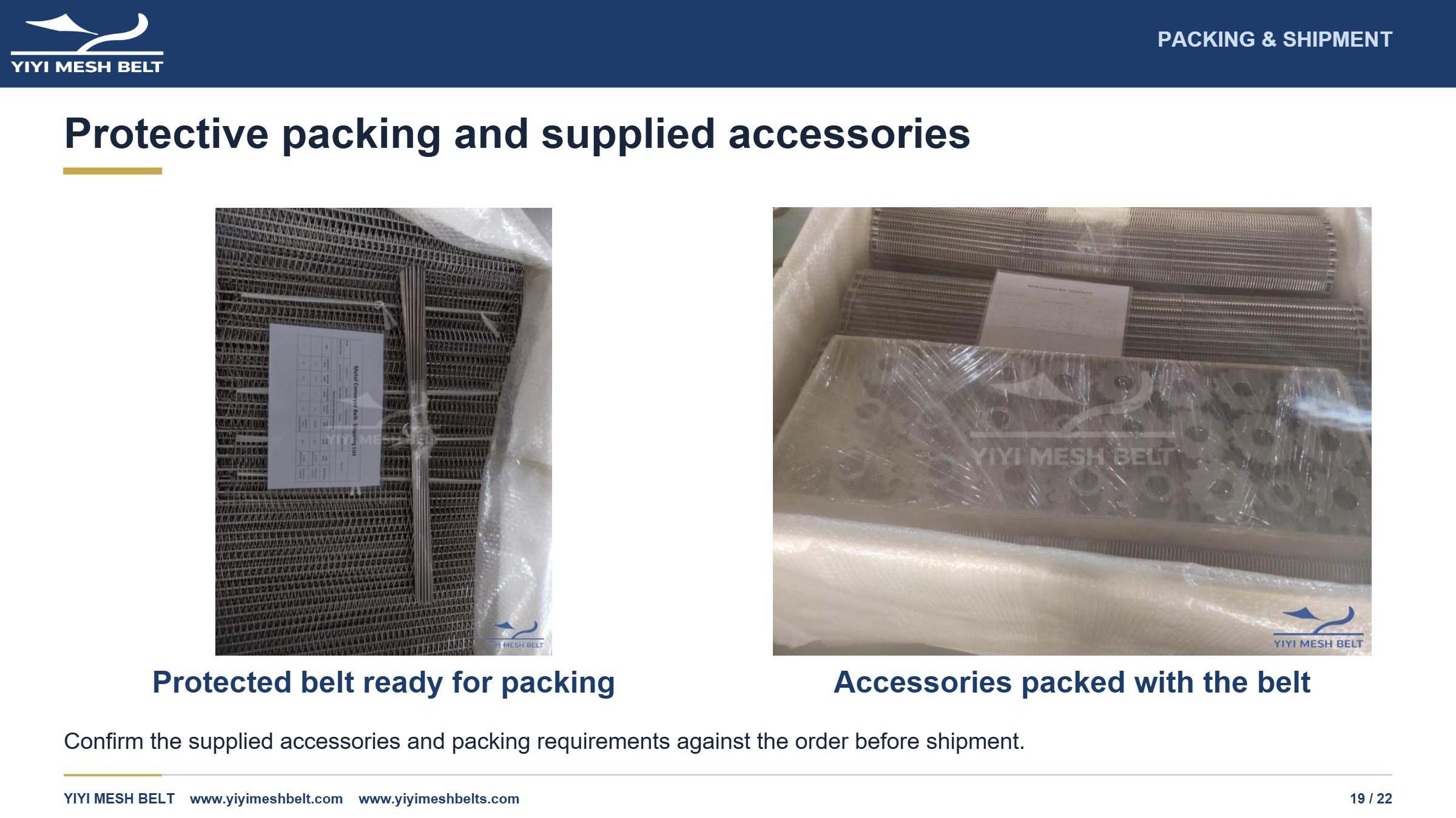 YIYI Mesh Belt Spiral Freezer Belt Production and Quality Control page 19