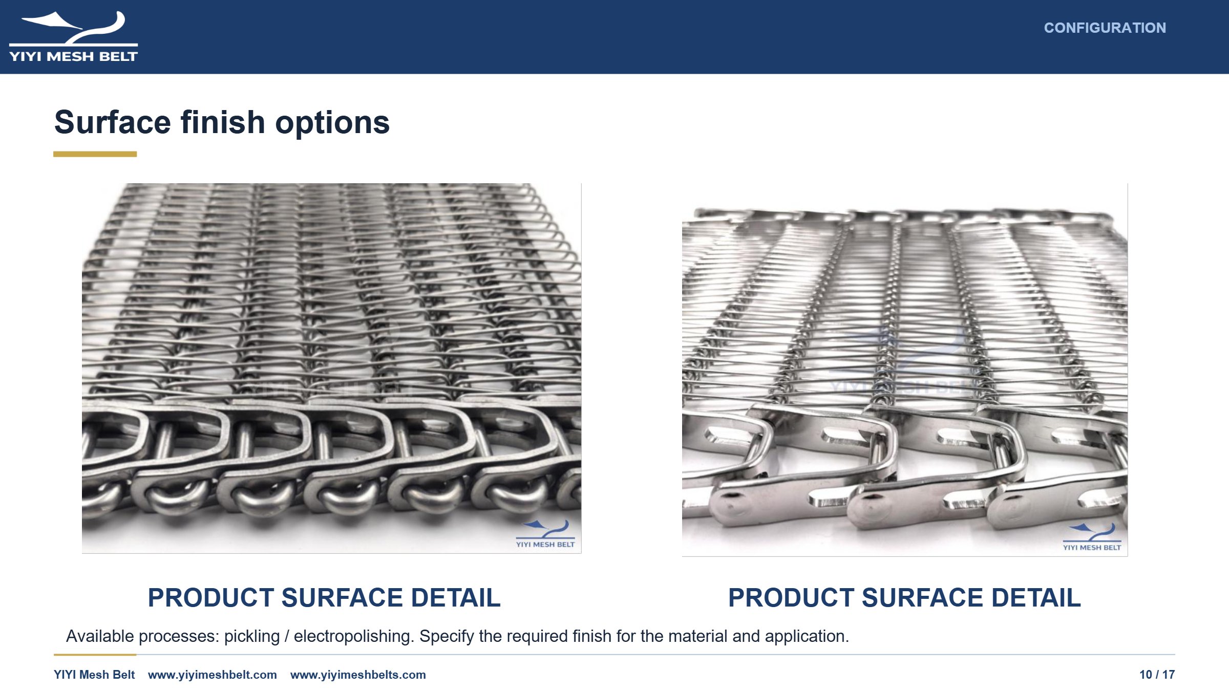 YIYI Mesh Belt Spiral Freezer Belt Technical Specification page 10