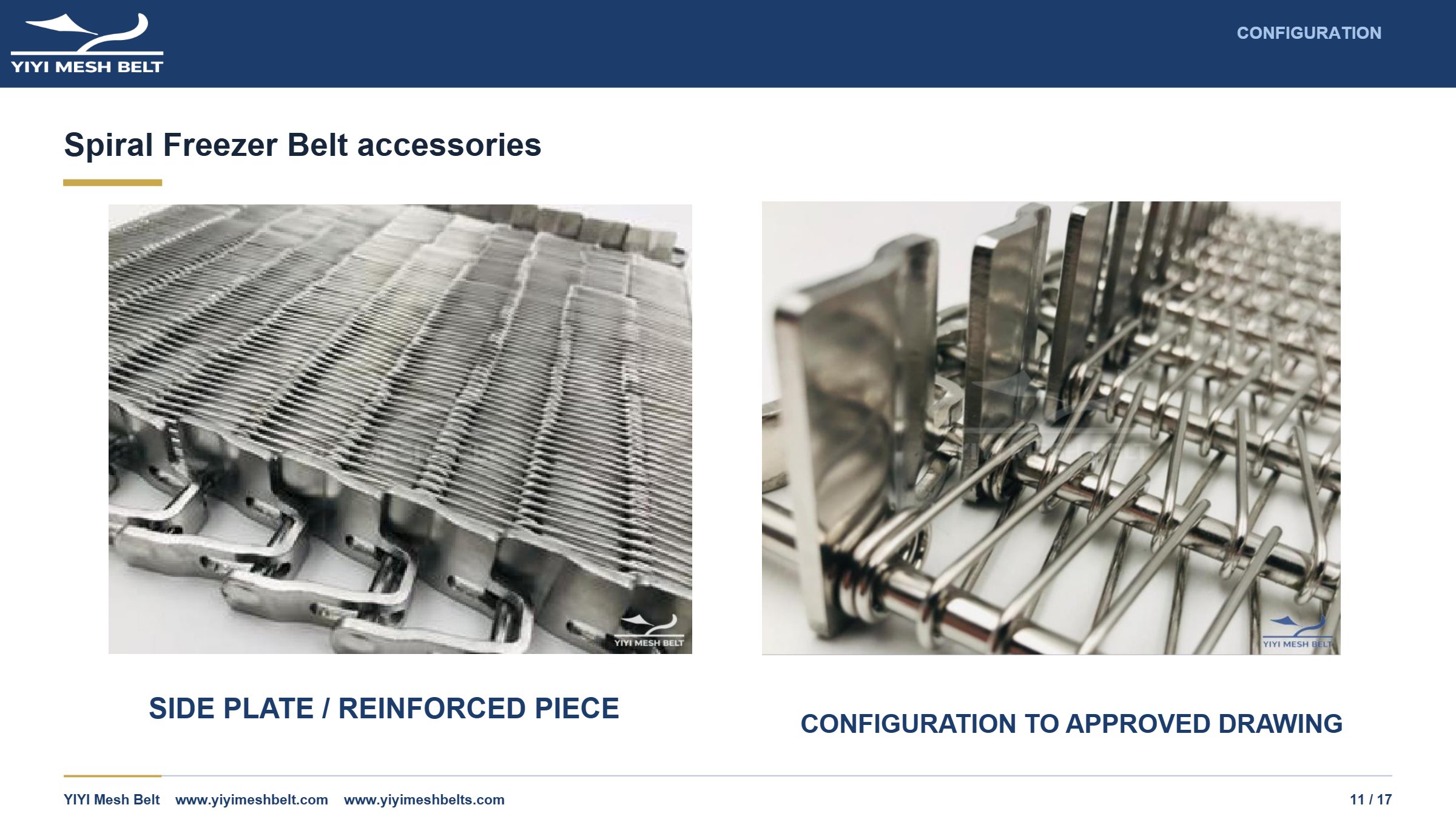 YIYI Mesh Belt Spiral Freezer Belt Technical Specification page 11