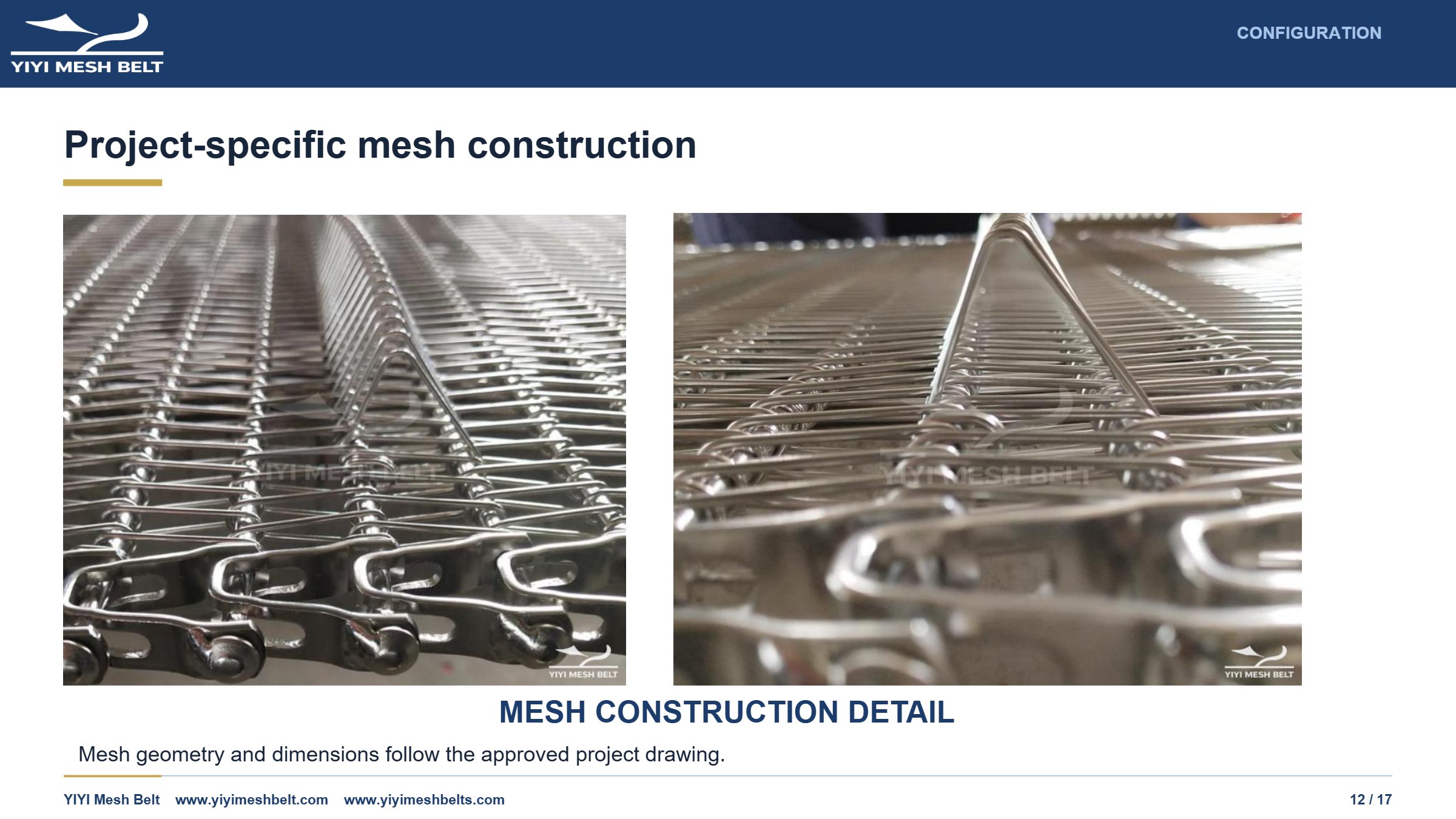 YIYI Mesh Belt Spiral Freezer Belt Technical Specification page 12