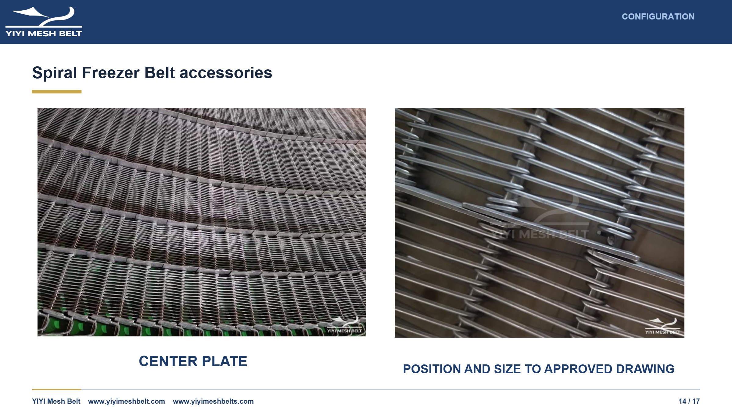 YIYI Mesh Belt Spiral Freezer Belt Technical Specification page 14